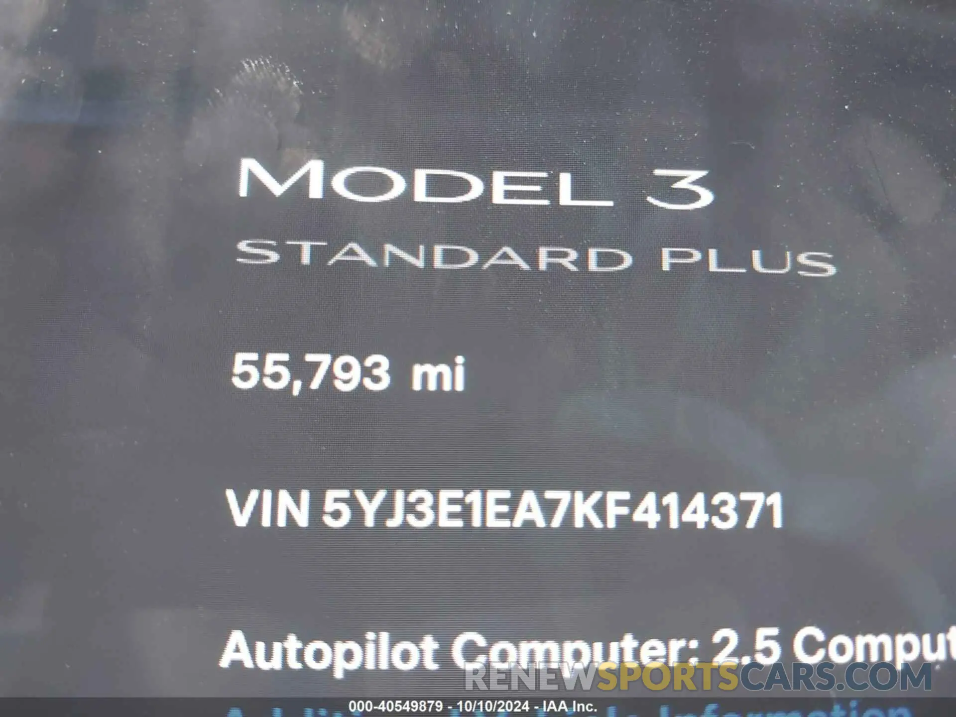 15 Photograph of a damaged car 5YJ3E1EA7KF414371 TESLA MODEL 3 2019
