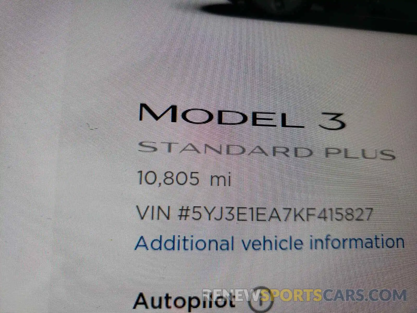 8 Photograph of a damaged car 5YJ3E1EA7KF415827 TESLA MODEL 3 2019