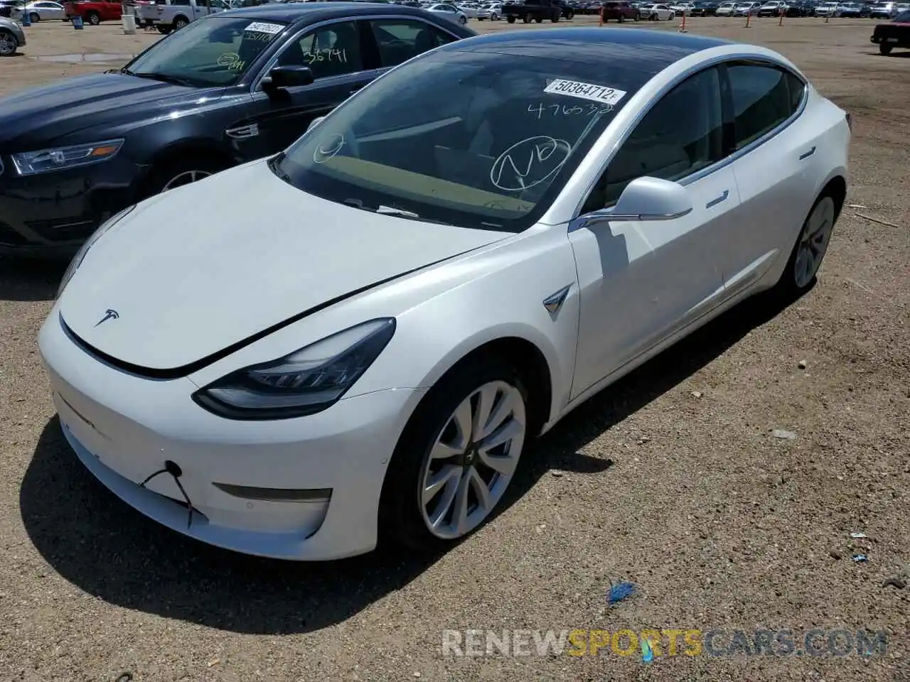 2 Photograph of a damaged car 5YJ3E1EA7KF476532 TESLA MODEL 3 2019