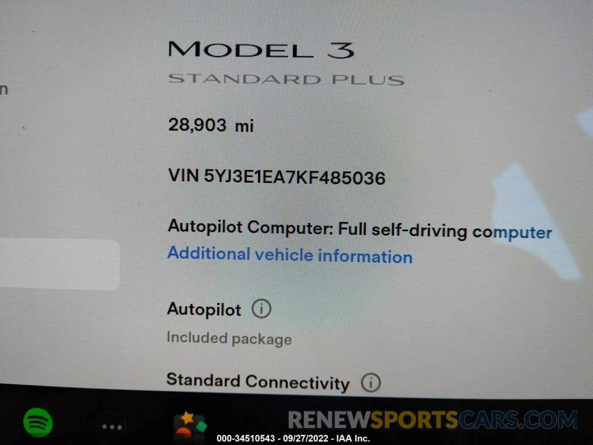7 Photograph of a damaged car 5YJ3E1EA7KF485036 TESLA MODEL 3 2019