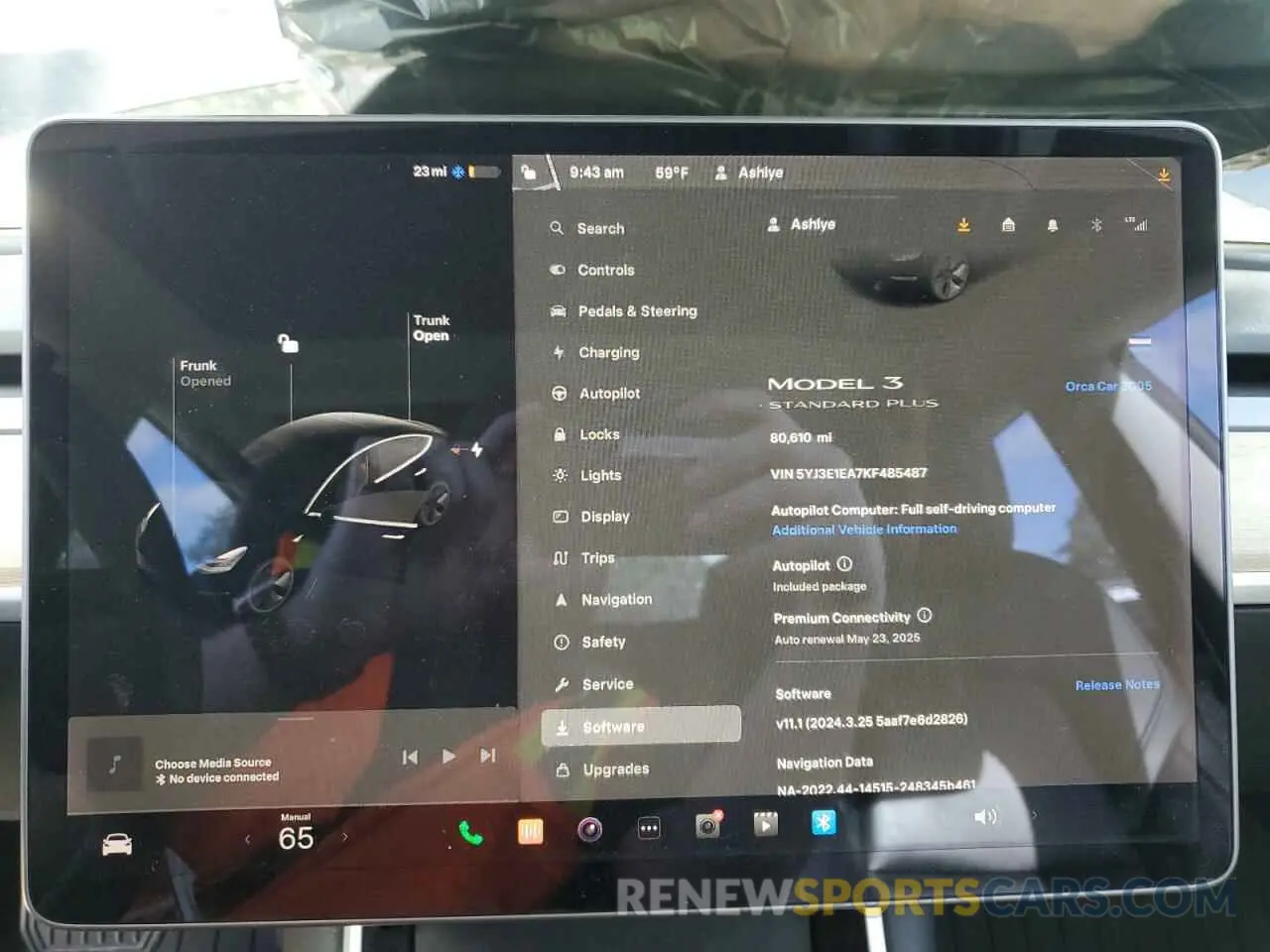 9 Photograph of a damaged car 5YJ3E1EA7KF485487 TESLA MODEL 3 2019
