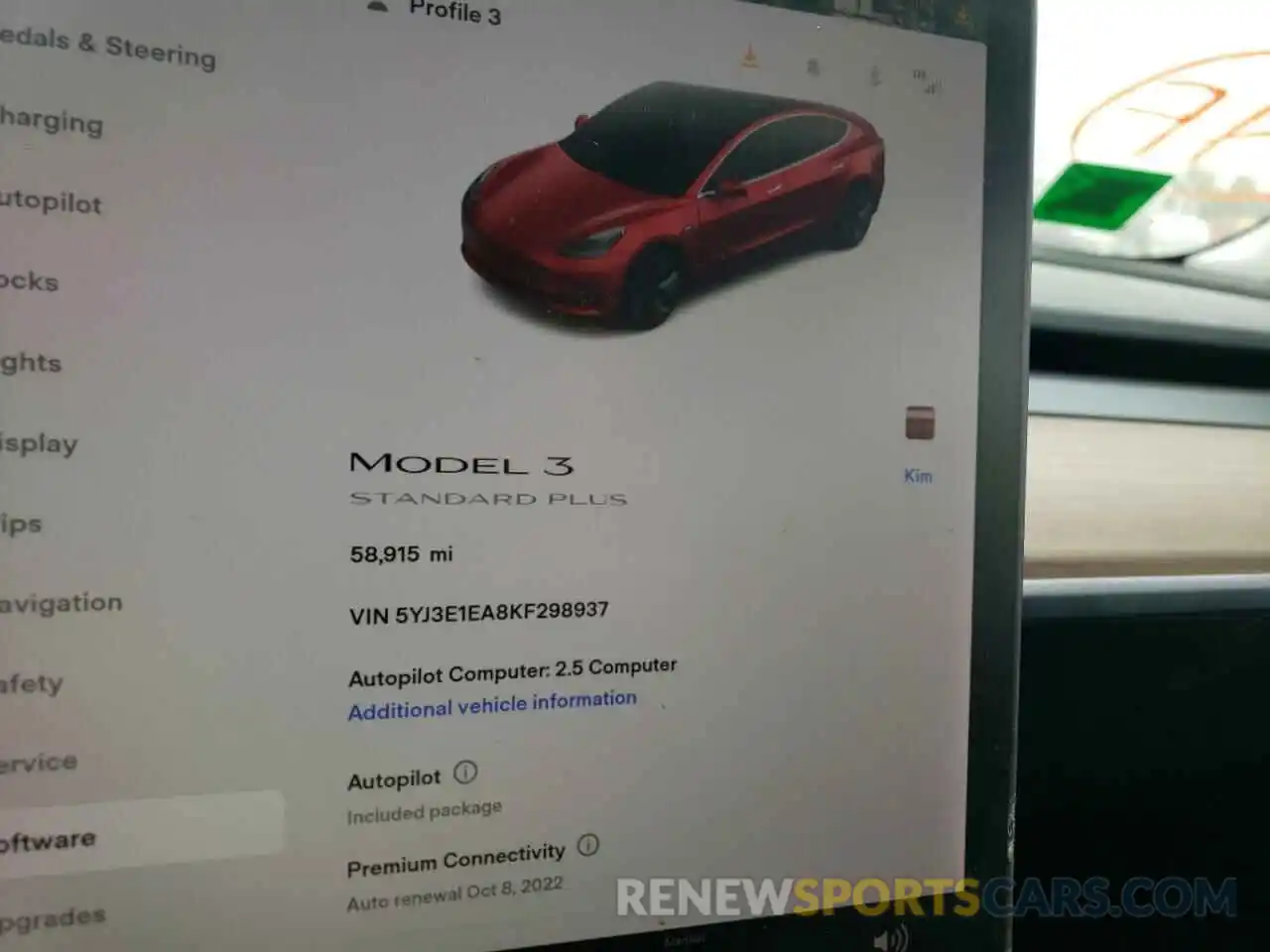 8 Photograph of a damaged car 5YJ3E1EA8KF298937 TESLA MODEL 3 2019