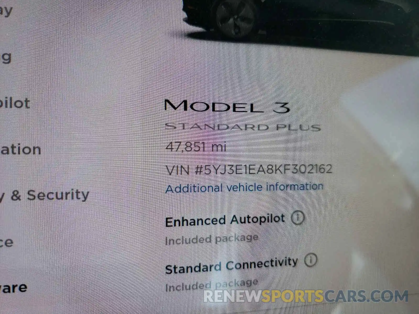 8 Photograph of a damaged car 5YJ3E1EA8KF302162 TESLA MODEL 3 2019