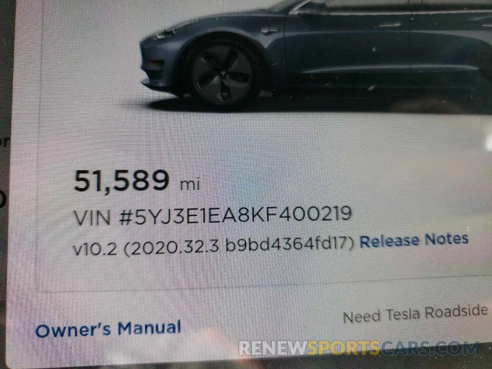 10 Photograph of a damaged car 5YJ3E1EA8KF400219 TESLA MODEL 3 2019