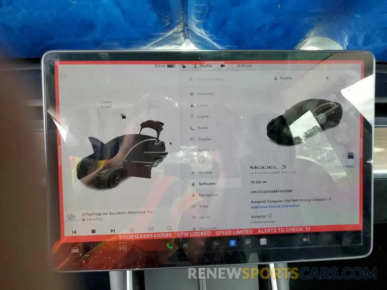 9 Photograph of a damaged car 5YJ3E1EA8KF410586 TESLA MODEL 3 2019