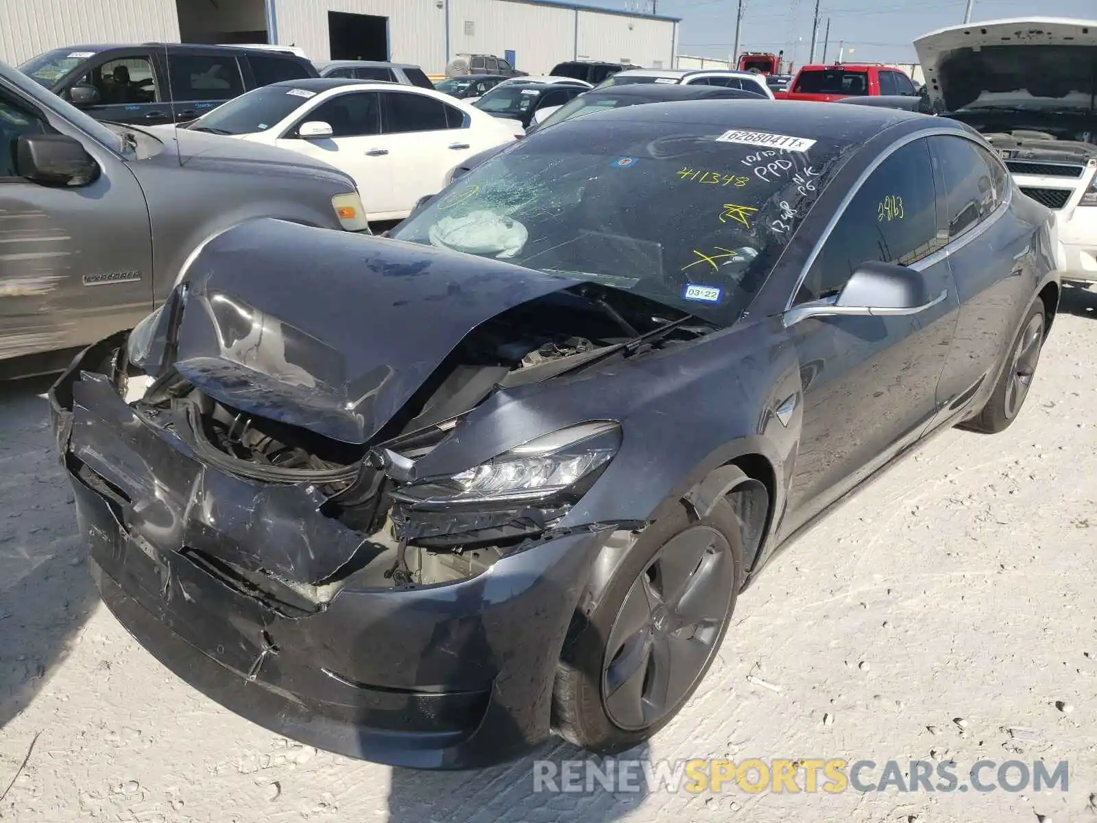 2 Photograph of a damaged car 5YJ3E1EA8KF411348 TESLA MODEL 3 2019