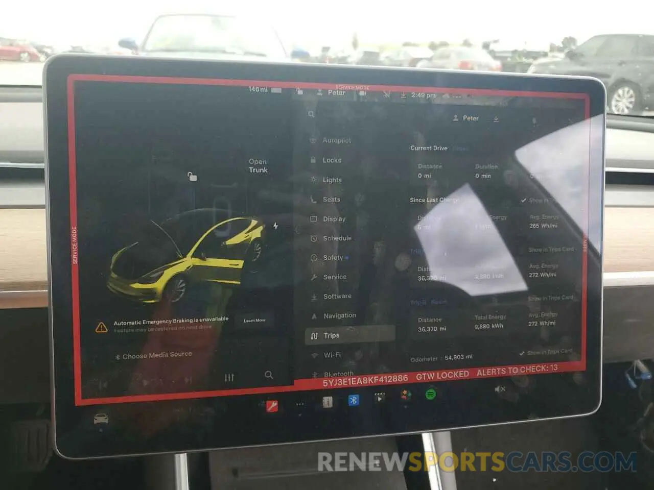 9 Photograph of a damaged car 5YJ3E1EA8KF412886 TESLA MODEL 3 2019