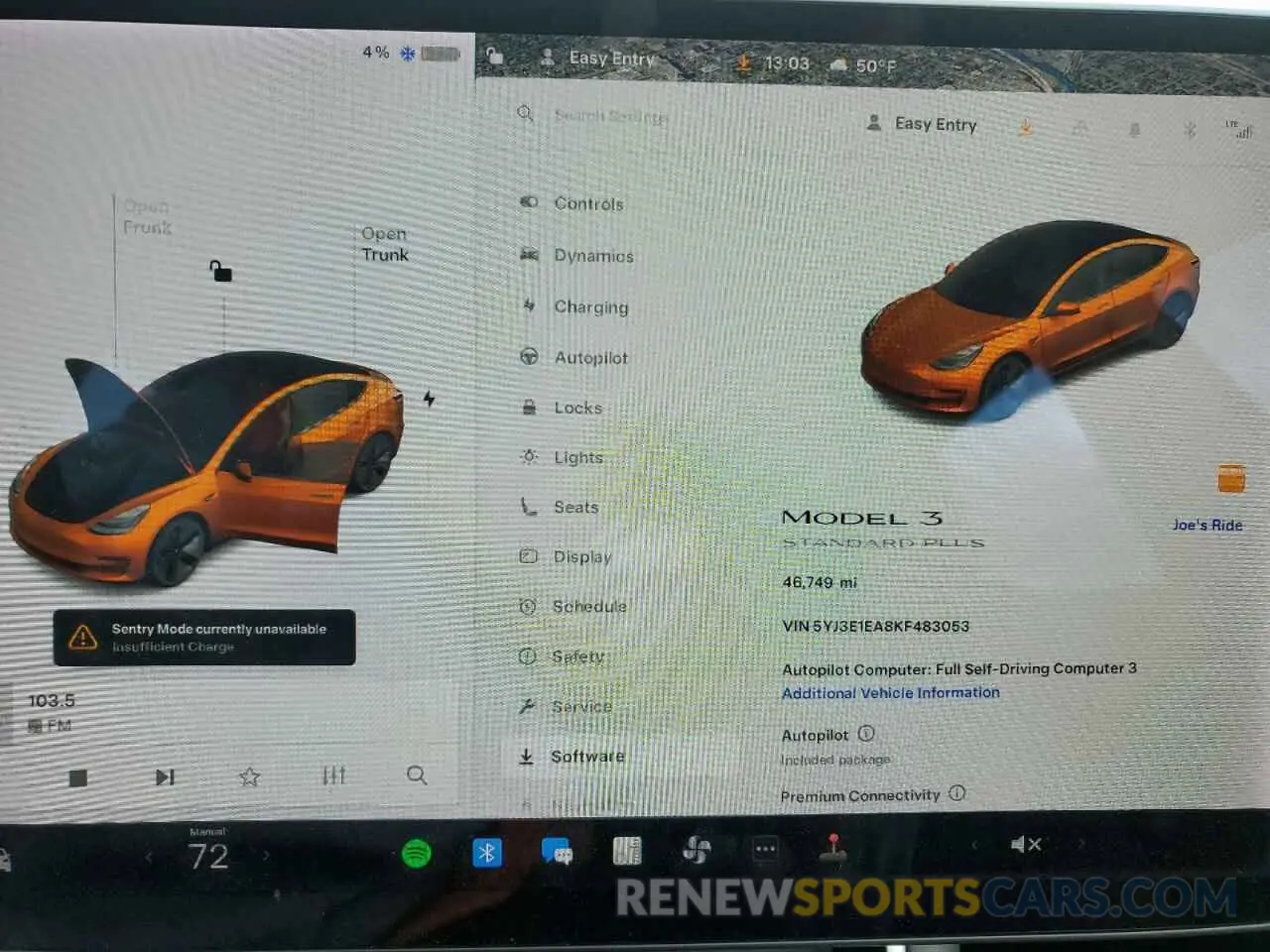 9 Photograph of a damaged car 5YJ3E1EA8KF483053 TESLA MODEL 3 2019