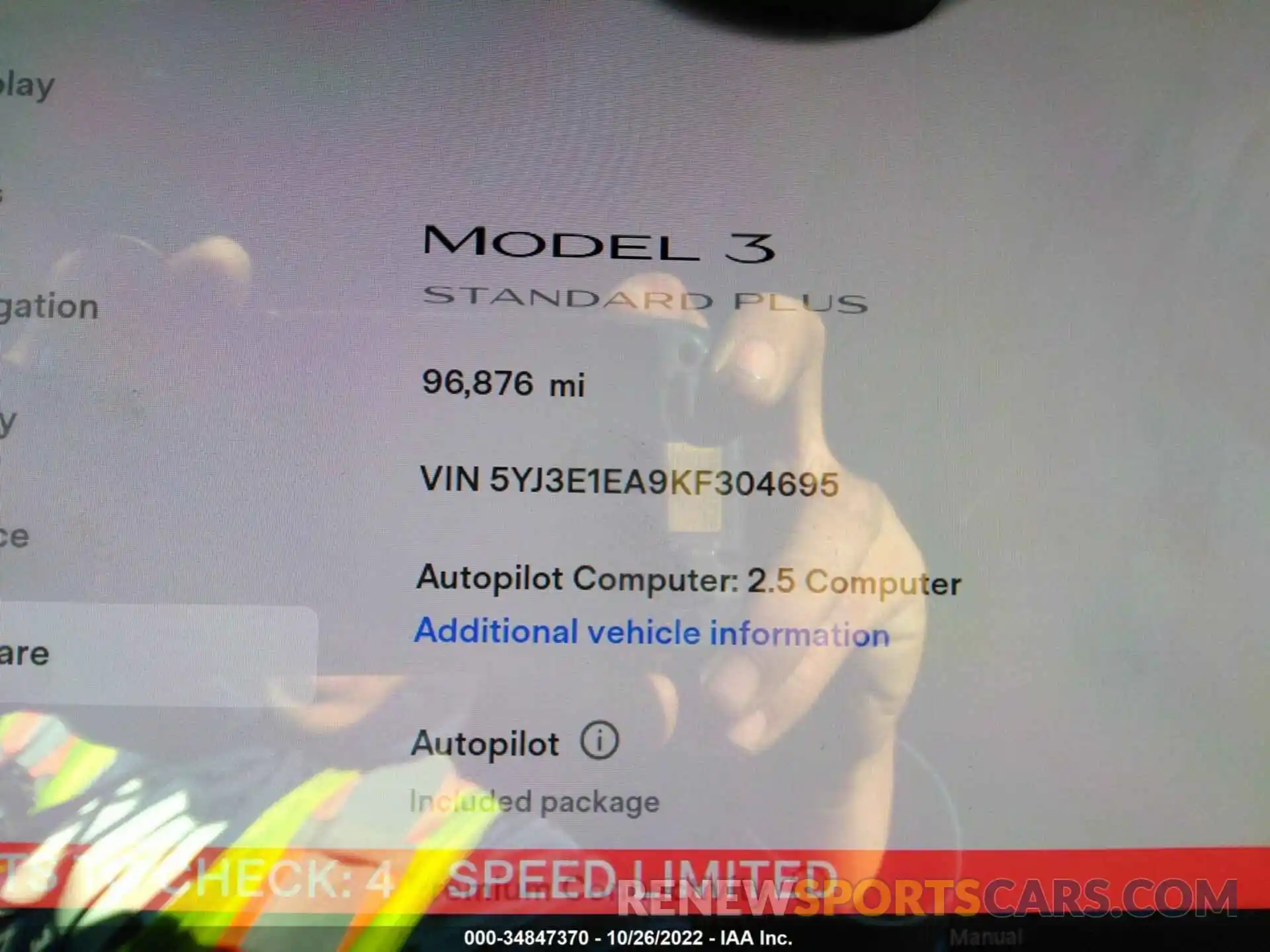 7 Photograph of a damaged car 5YJ3E1EA9KF304695 TESLA MODEL 3 2019