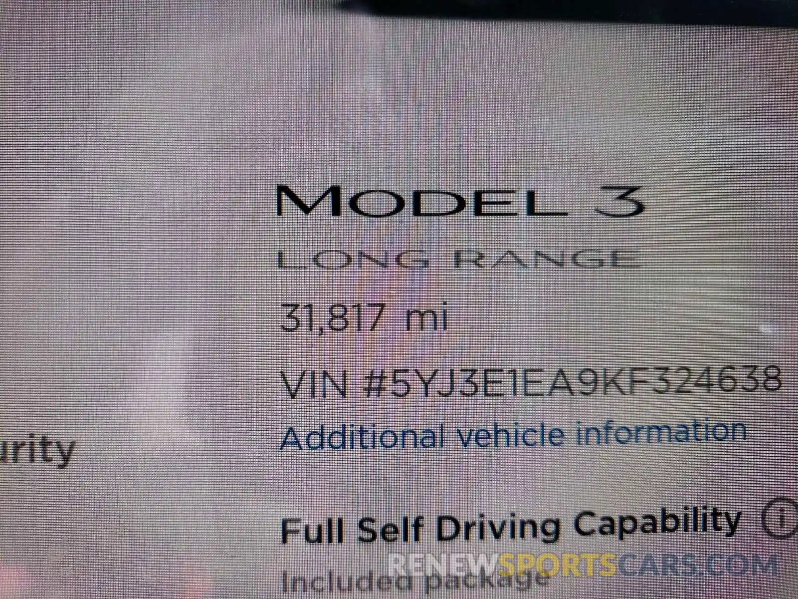 8 Photograph of a damaged car 5YJ3E1EA9KF324638 TESLA MODEL 3 2019