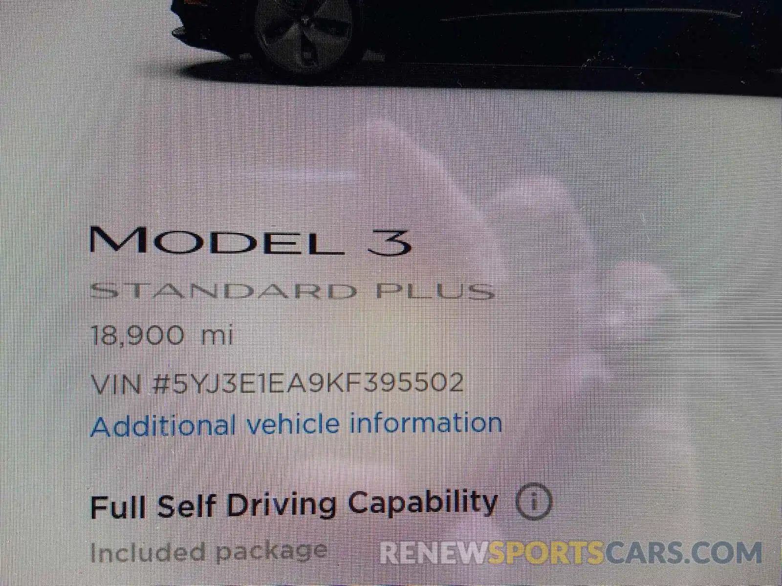 8 Photograph of a damaged car 5YJ3E1EA9KF395502 TESLA MODEL 3 2019