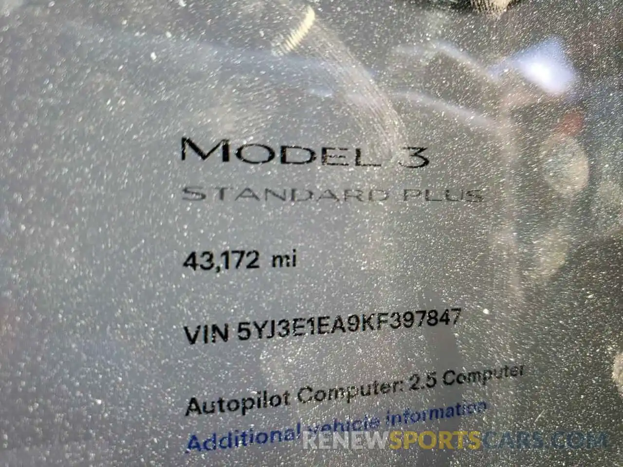 8 Photograph of a damaged car 5YJ3E1EA9KF397847 TESLA MODEL 3 2019