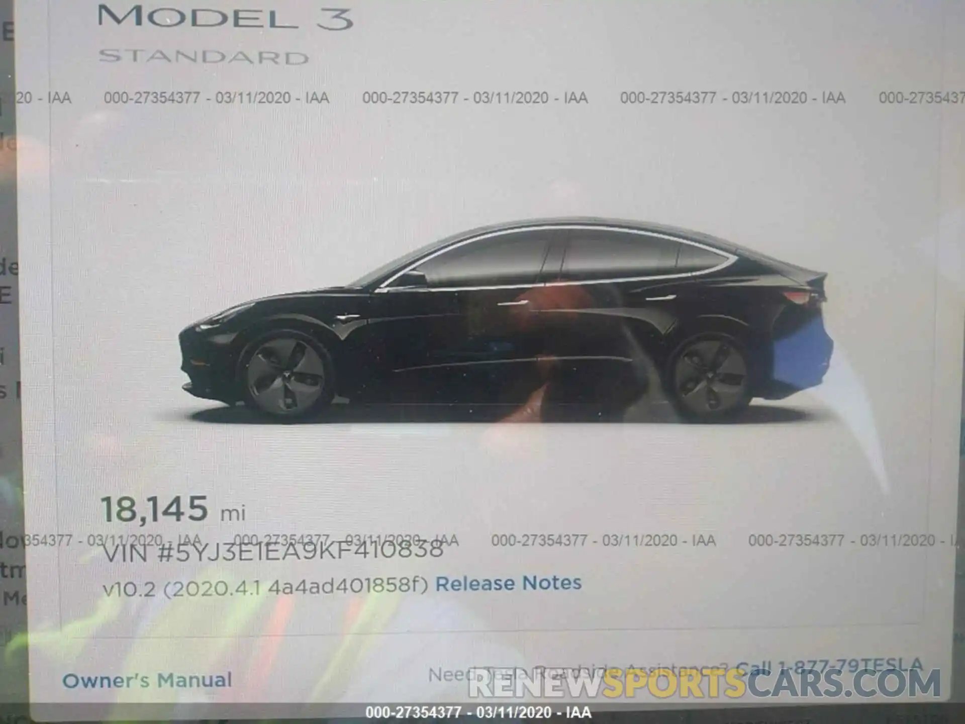 7 Photograph of a damaged car 5YJ3E1EA9KF410838 TESLA MODEL 3 2019