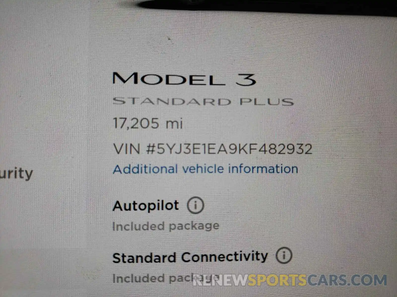 8 Photograph of a damaged car 5YJ3E1EA9KF482932 TESLA MODEL 3 2019