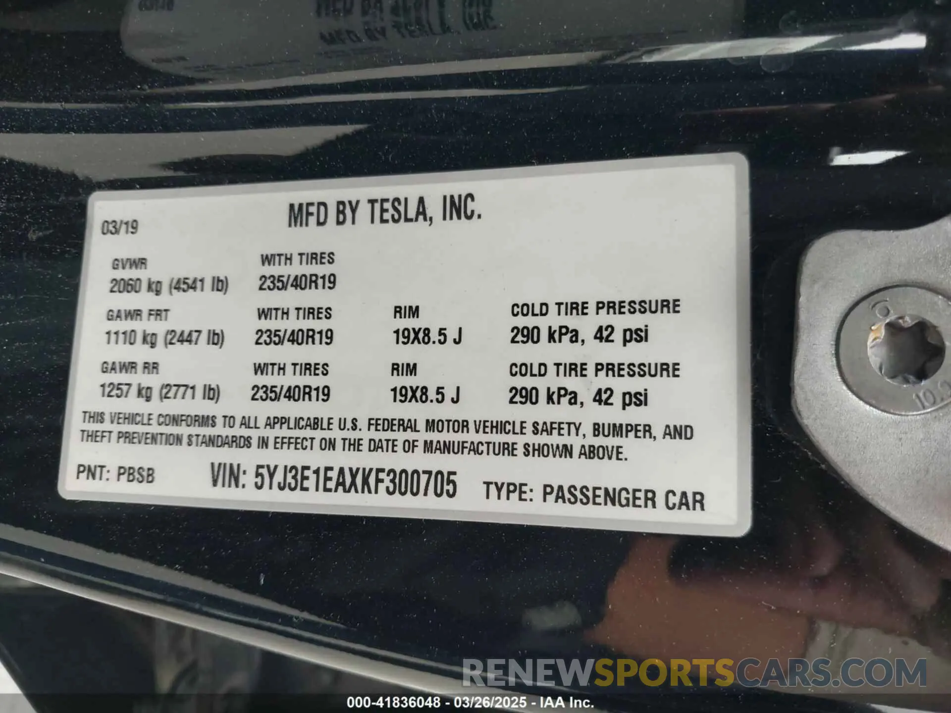 9 Photograph of a damaged car 5YJ3E1EAXKF300705 TESLA MODEL 3 2019