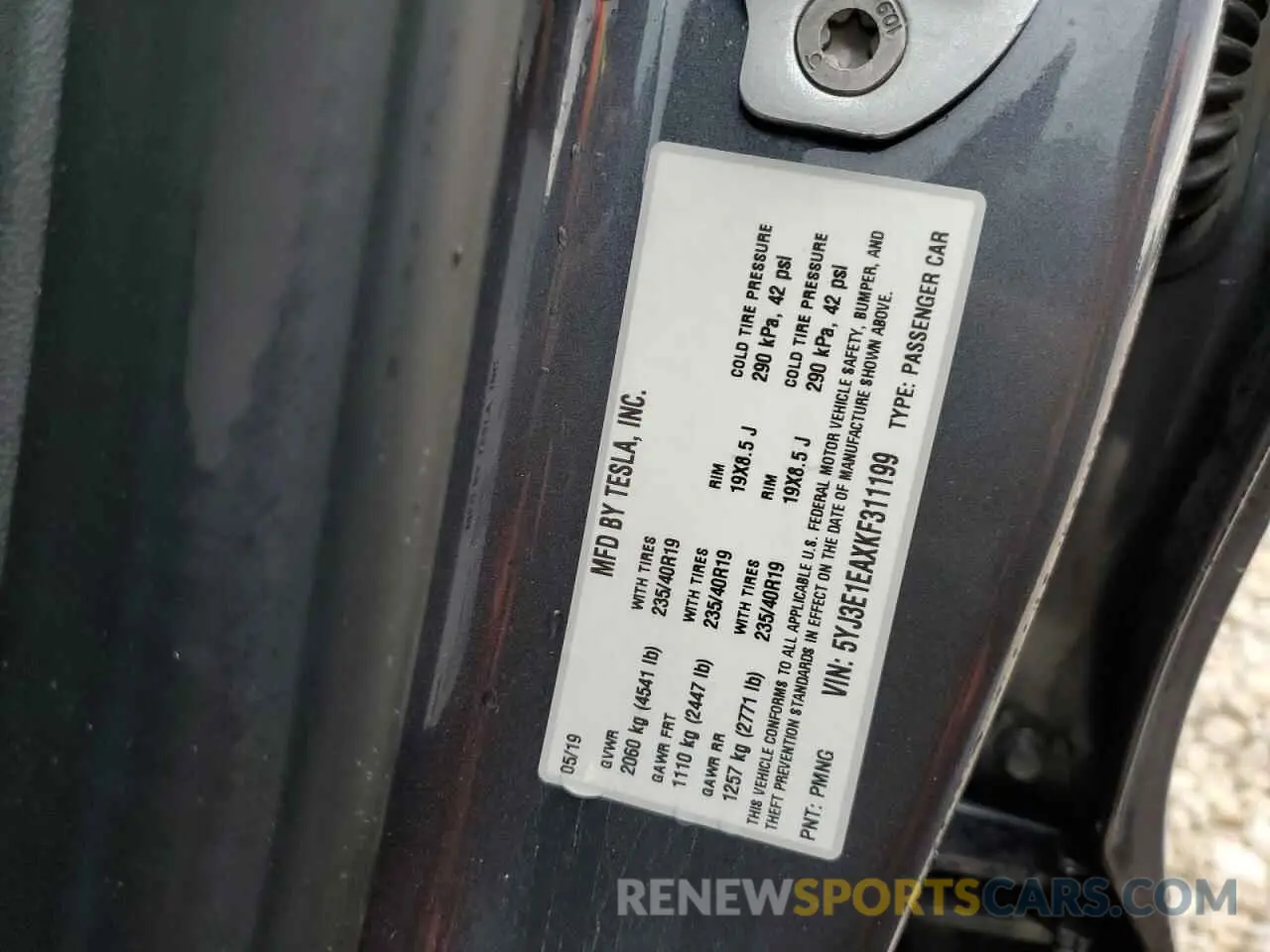 12 Photograph of a damaged car 5YJ3E1EAXKF311199 TESLA MODEL 3 2019