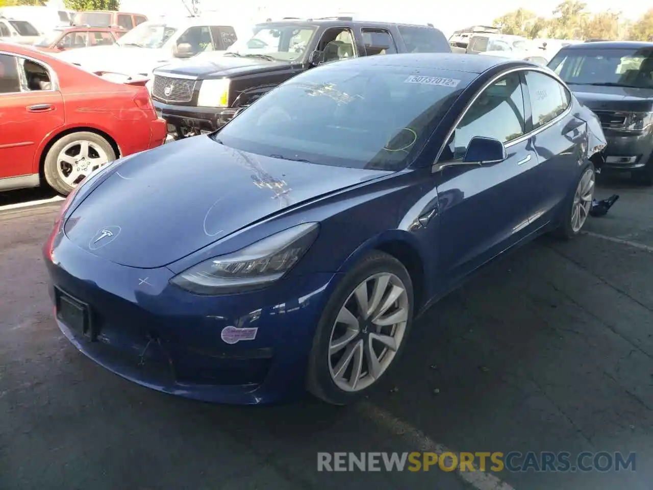 2 Photograph of a damaged car 5YJ3E1EAXKF317777 TESLA MODEL 3 2019