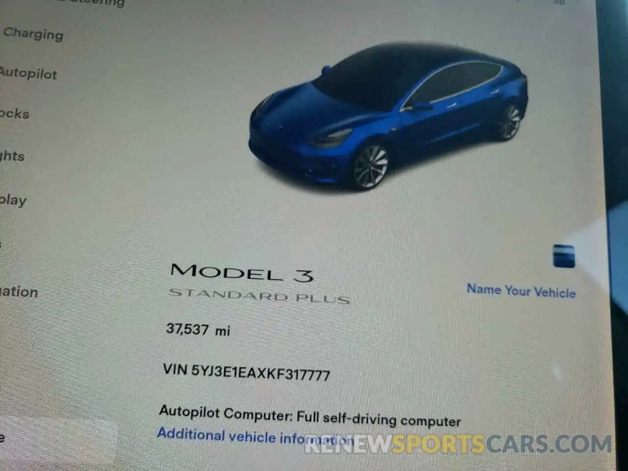 8 Photograph of a damaged car 5YJ3E1EAXKF317777 TESLA MODEL 3 2019