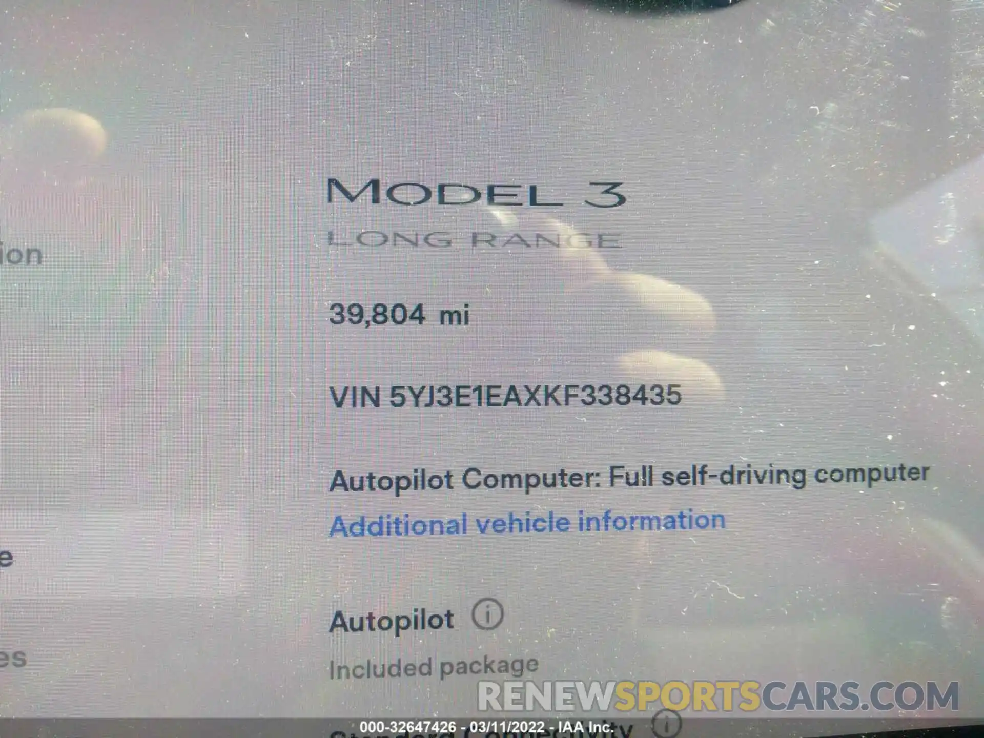 7 Photograph of a damaged car 5YJ3E1EAXKF338435 TESLA MODEL 3 2019