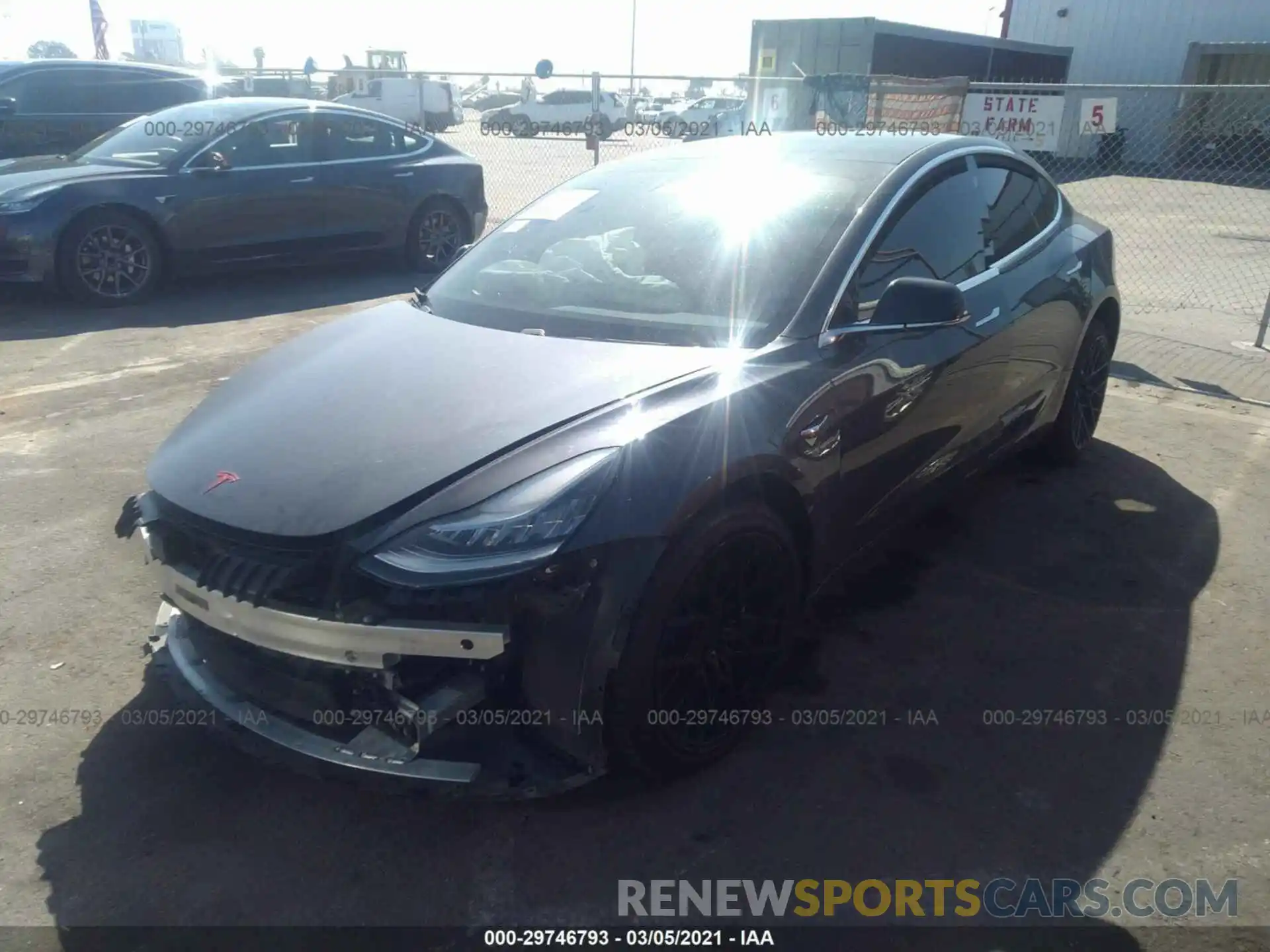 2 Photograph of a damaged car 5YJ3E1EAXKF357714 TESLA MODEL 3 2019