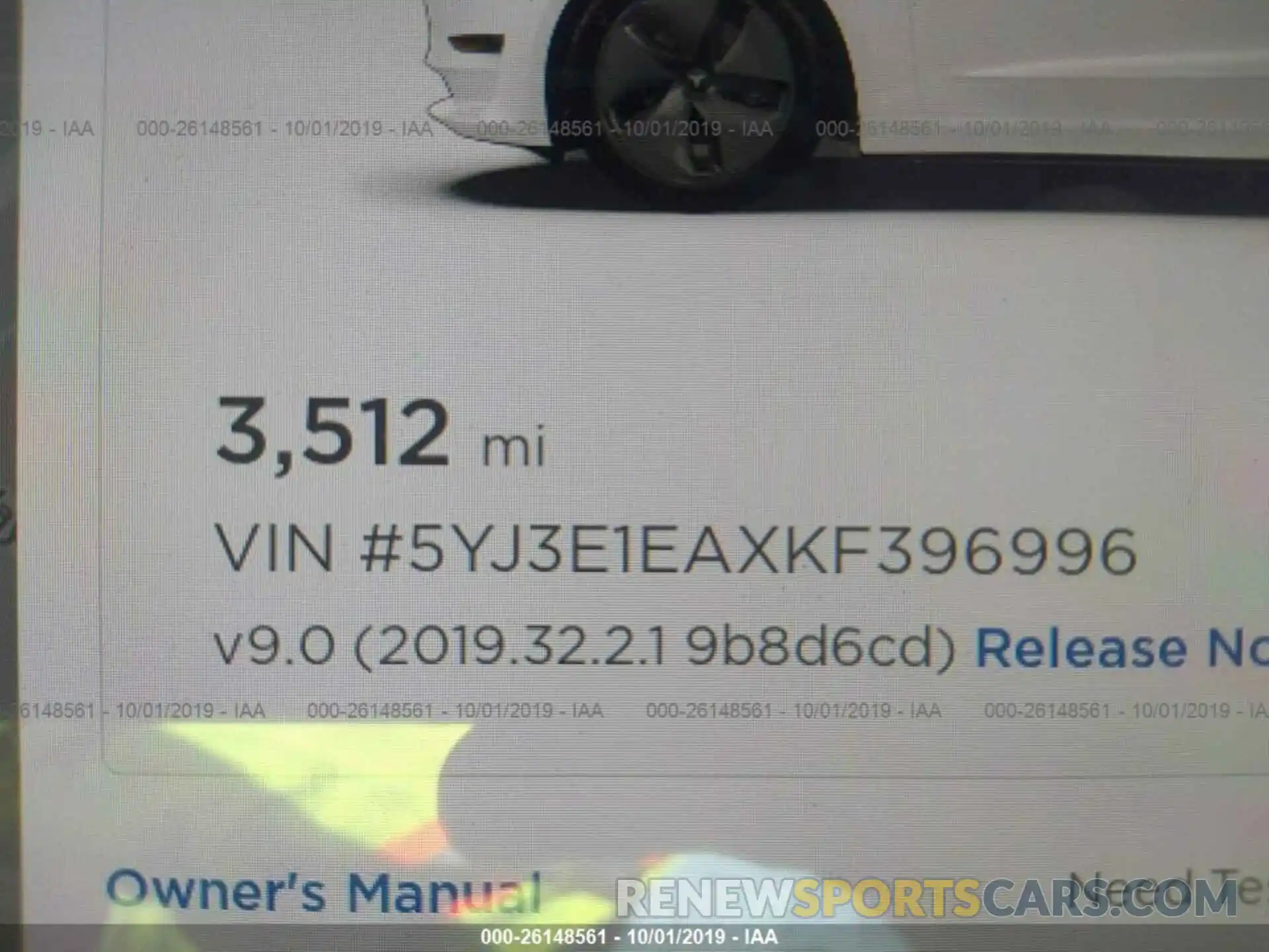 7 Photograph of a damaged car 5YJ3E1EAXKF396996 TESLA MODEL 3 2019