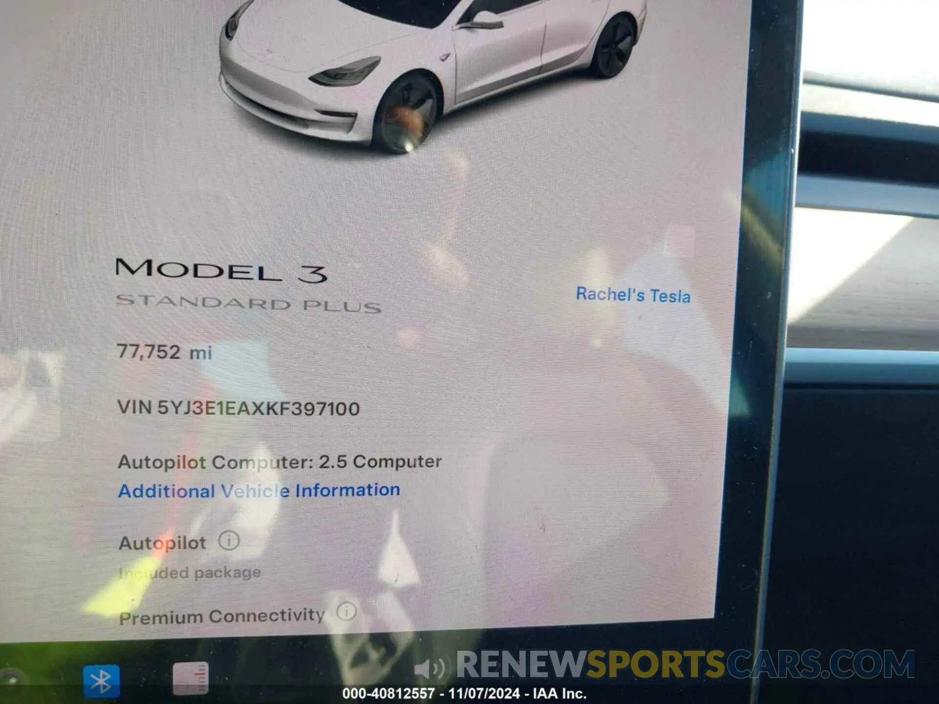 7 Photograph of a damaged car 5YJ3E1EAXKF397100 TESLA MODEL 3 2019