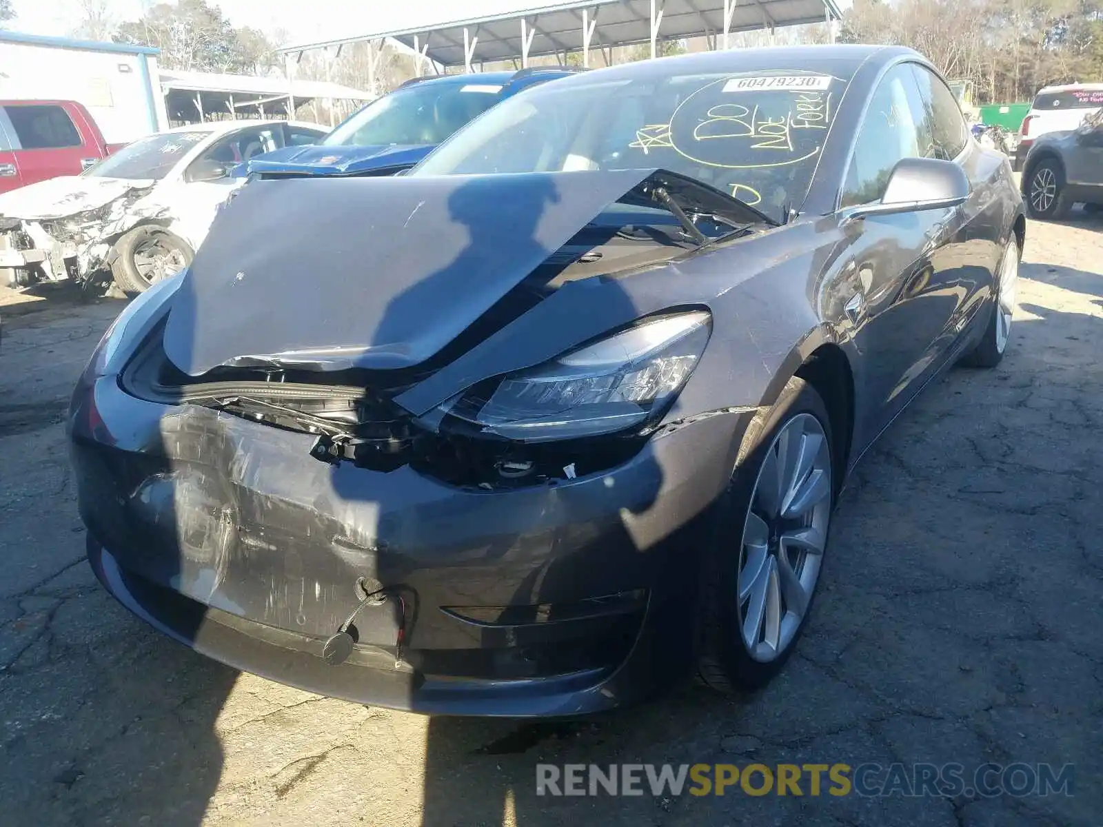 2 Photograph of a damaged car 5YJ3E1EAXKF402005 TESLA MODEL 3 2019