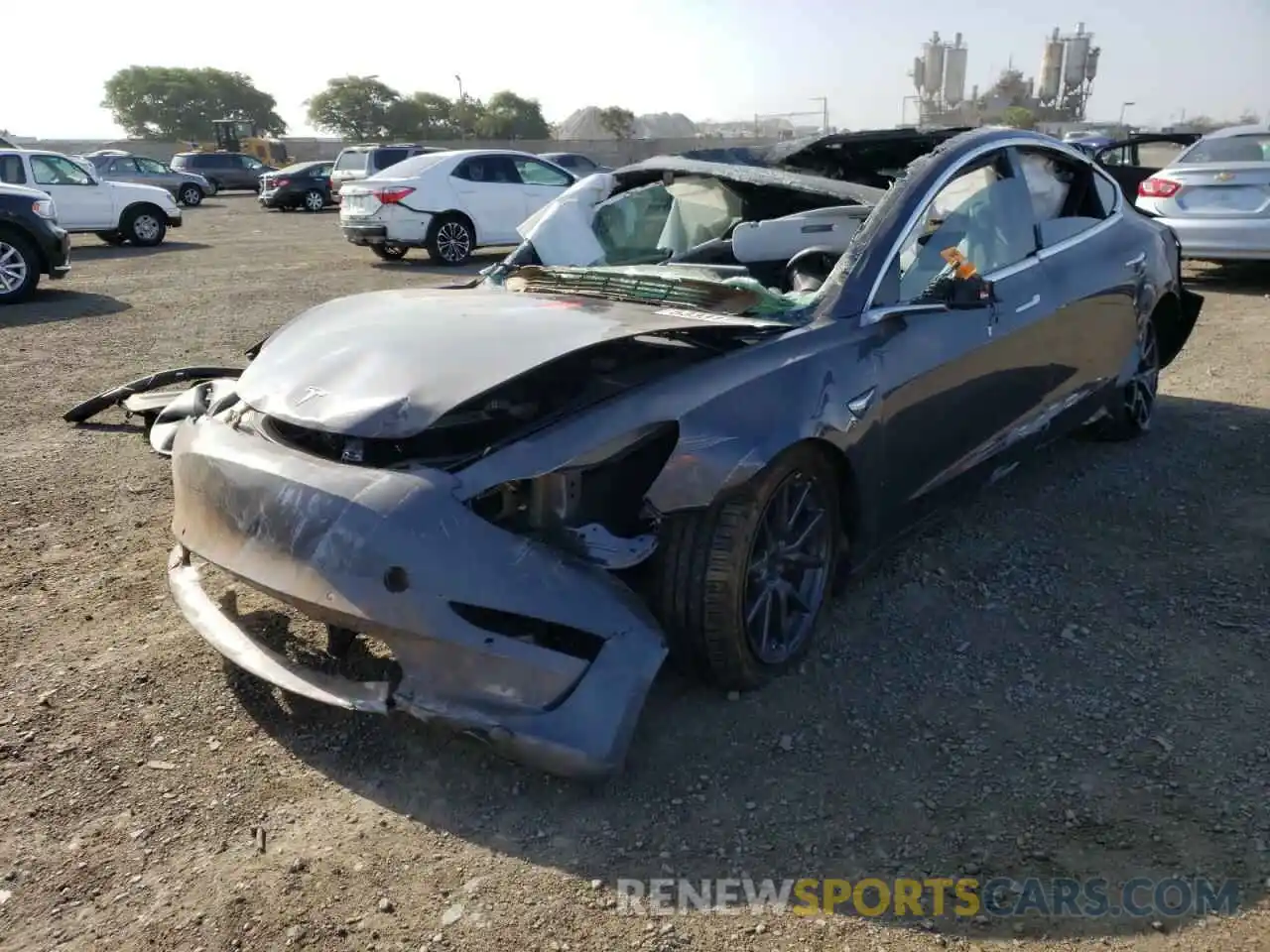 2 Photograph of a damaged car 5YJ3E1EAXKF435327 TESLA MODEL 3 2019