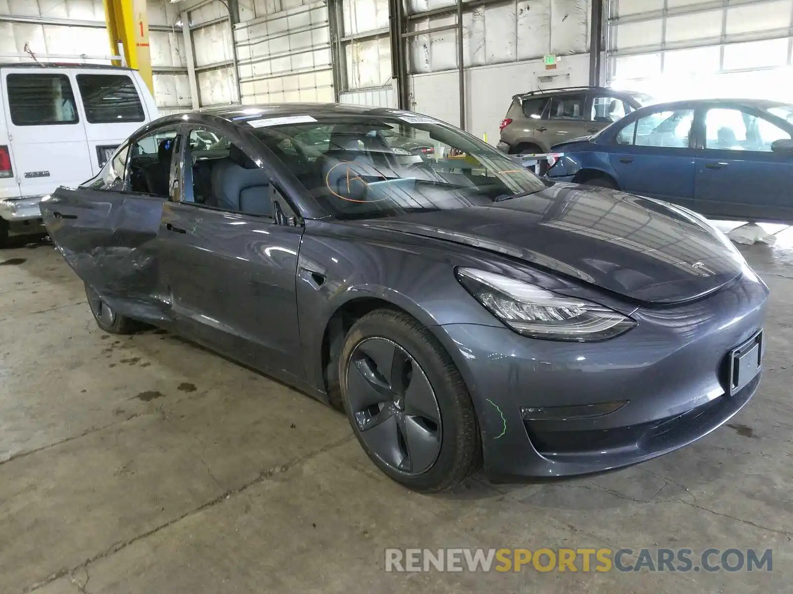 1 Photograph of a damaged car 5YJ3E1EB0KF205384 TESLA MODEL 3 2019