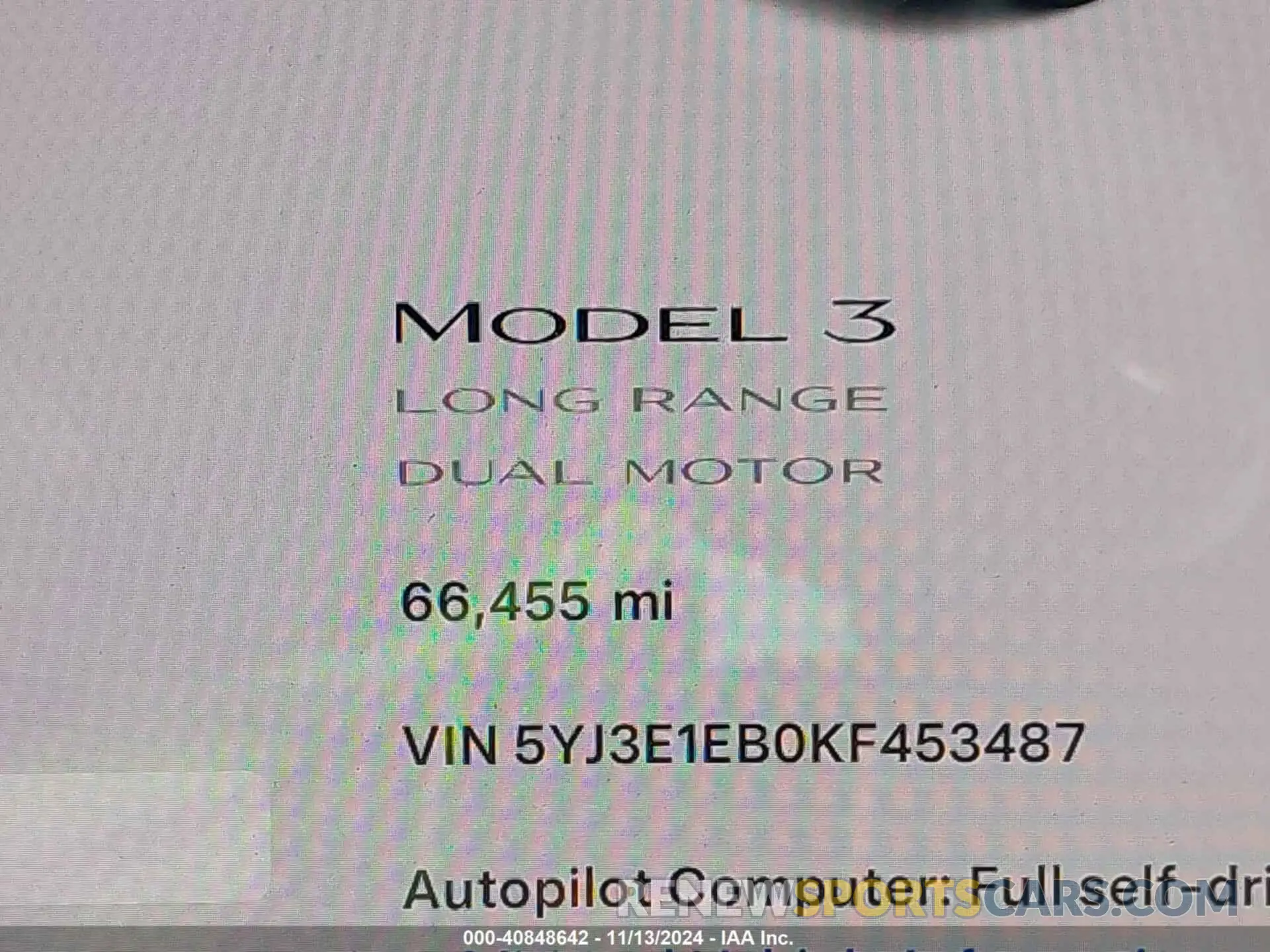 14 Photograph of a damaged car 5YJ3E1EB0KF453487 TESLA MODEL 3 2019