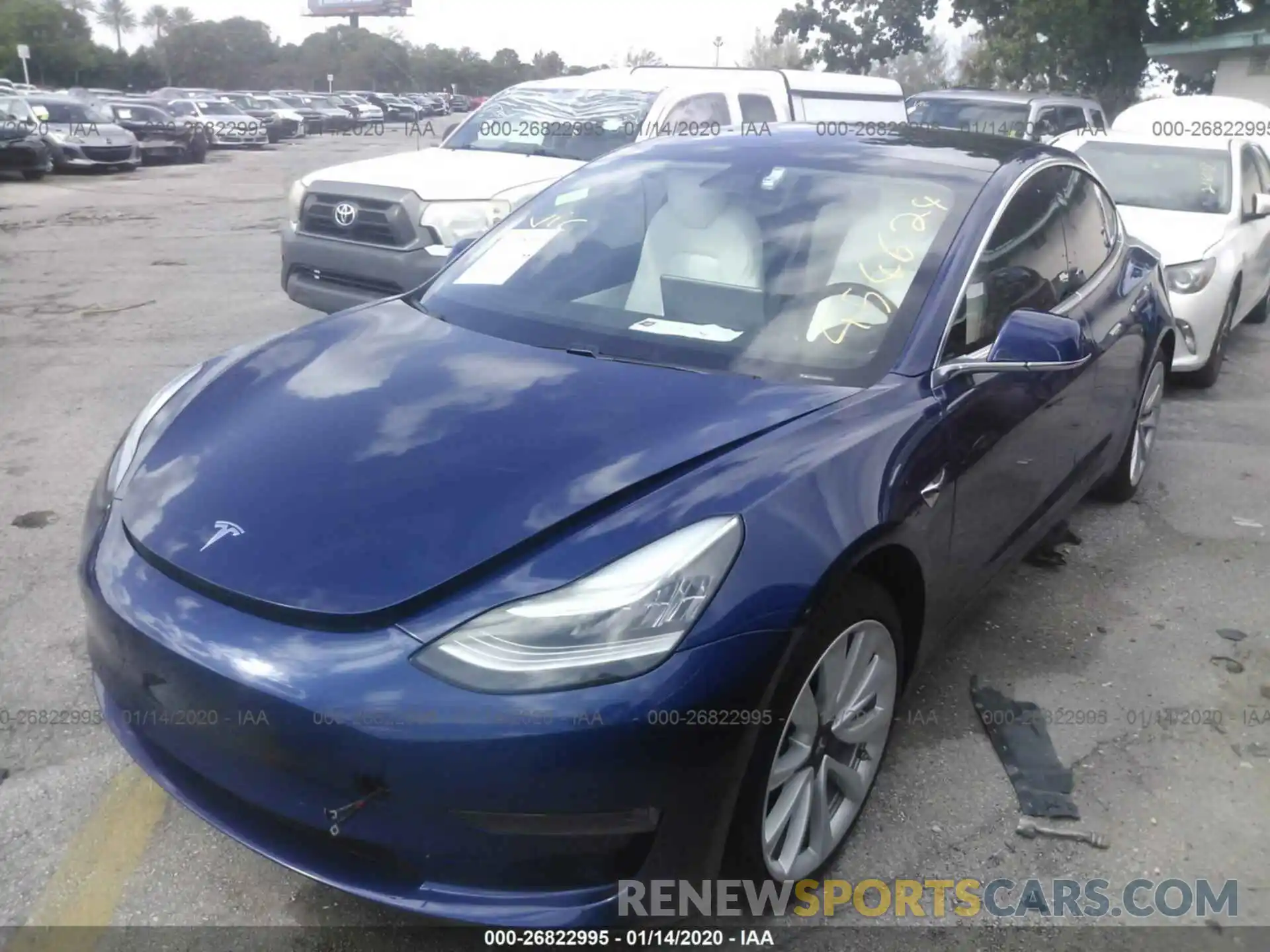 2 Photograph of a damaged car 5YJ3E1EB0KF454624 TESLA MODEL 3 2019