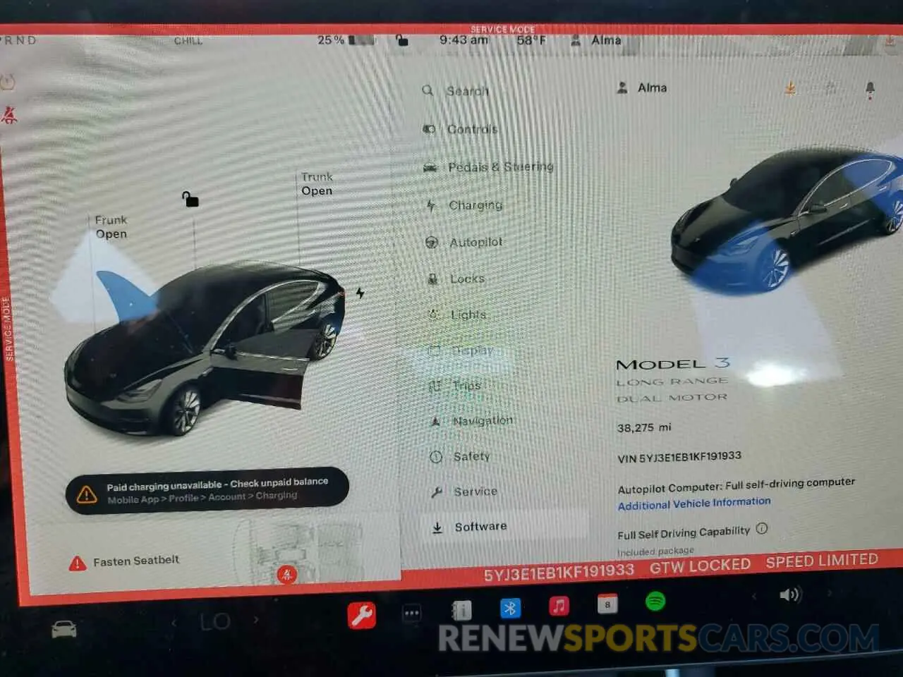 9 Photograph of a damaged car 5YJ3E1EB1KF191933 TESLA MODEL 3 2019
