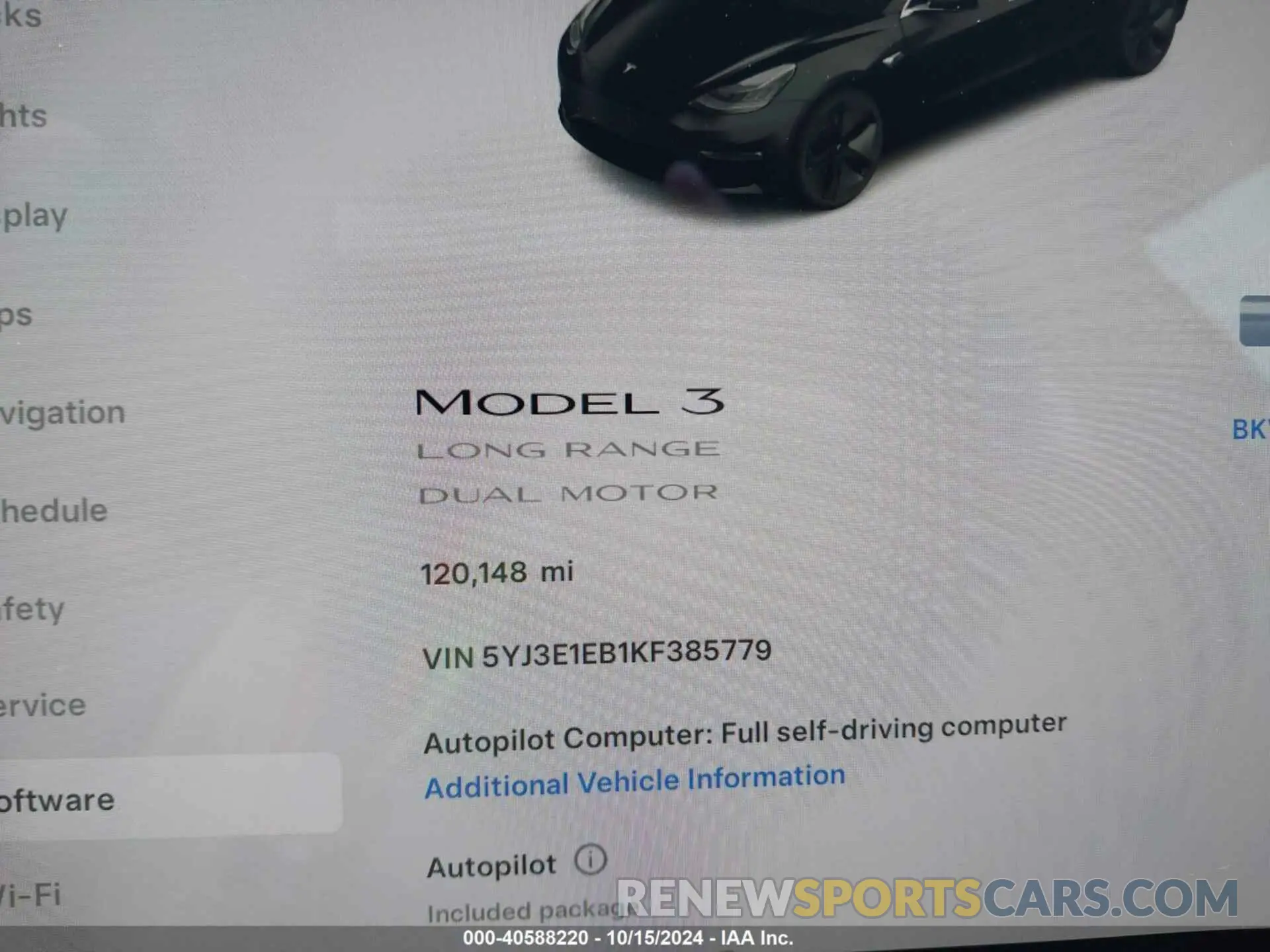 7 Photograph of a damaged car 5YJ3E1EB1KF385779 TESLA MODEL 3 2019
