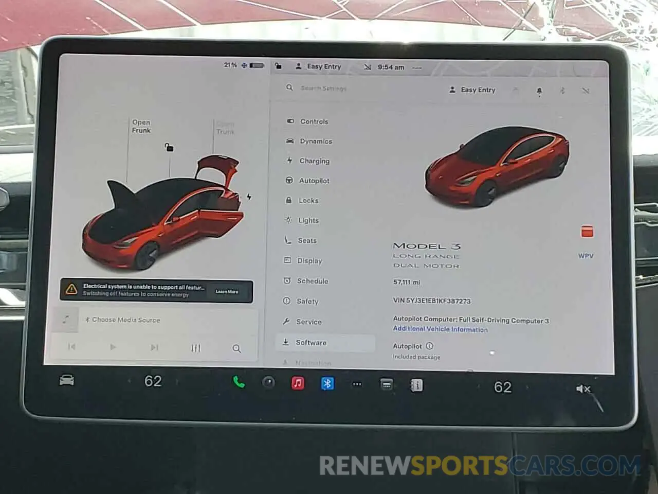 9 Photograph of a damaged car 5YJ3E1EB1KF387273 TESLA MODEL 3 2019