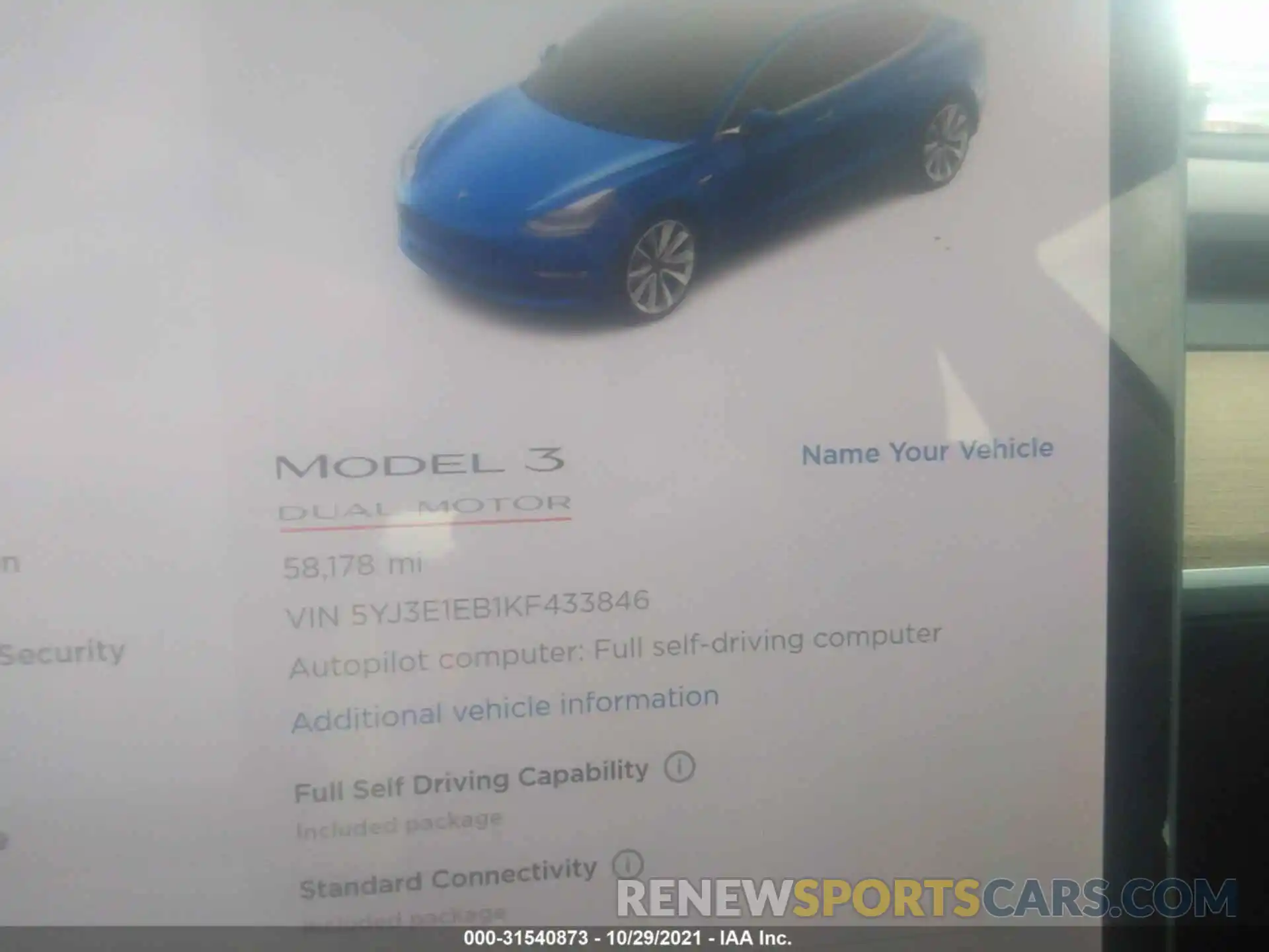 7 Photograph of a damaged car 5YJ3E1EB1KF433846 TESLA MODEL 3 2019