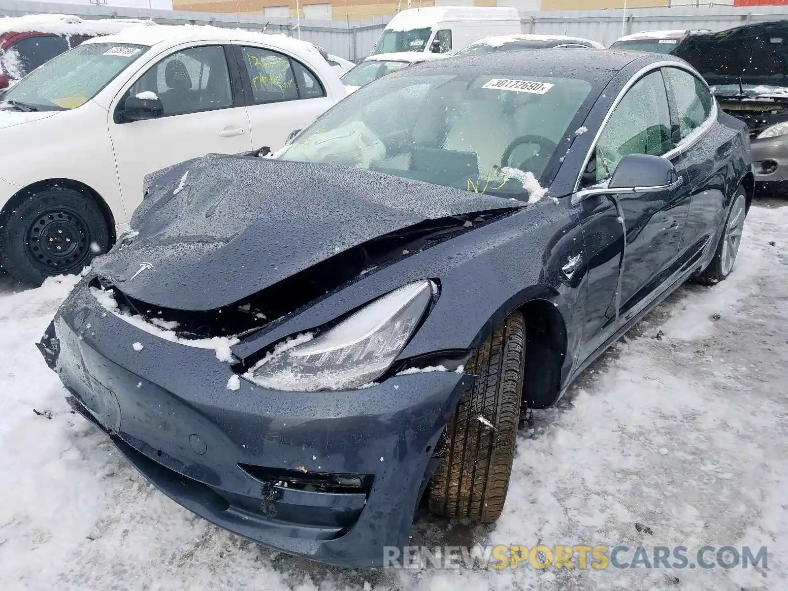 2 Photograph of a damaged car 5YJ3E1EB2KF195702 TESLA MODEL 3 2019