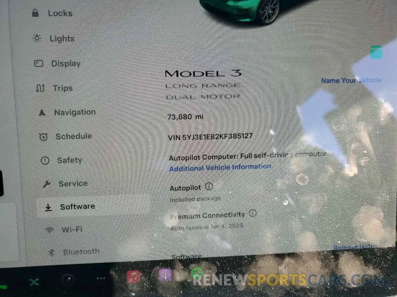 9 Photograph of a damaged car 5YJ3E1EB2KF385127 TESLA MODEL 3 2019