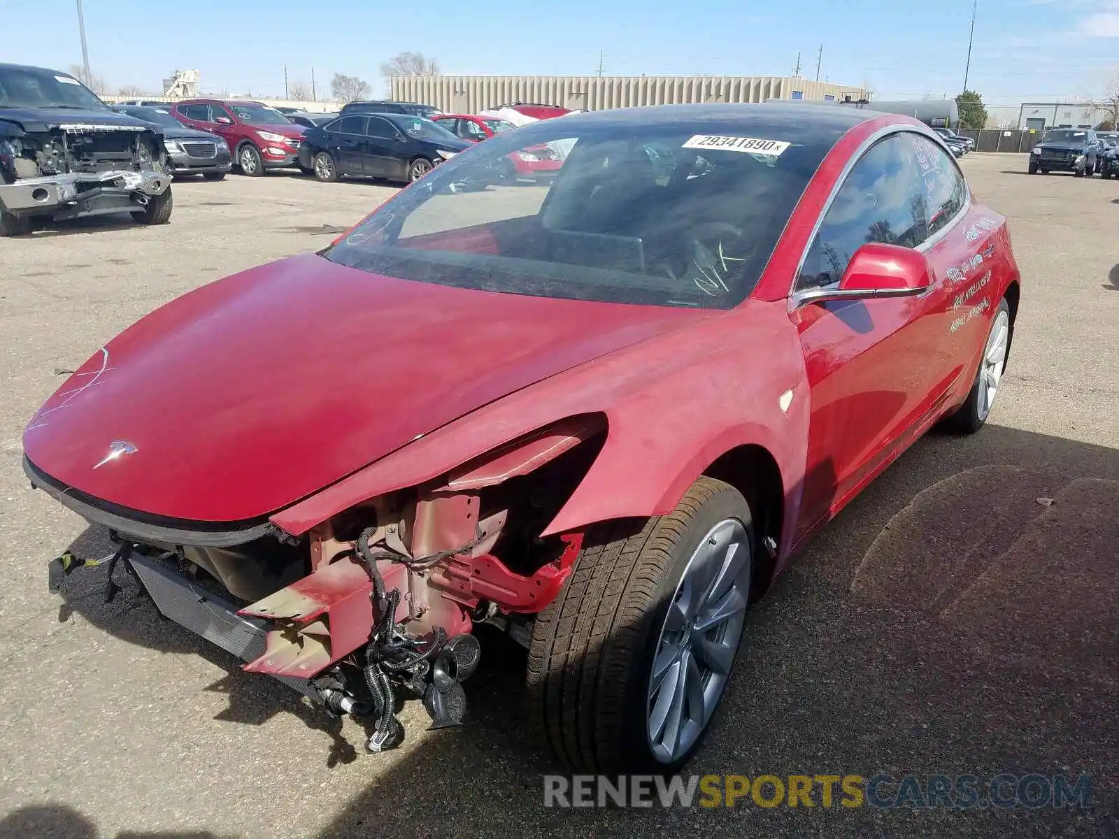 2 Photograph of a damaged car 5YJ3E1EB2KF389808 TESLA MODEL 3 2019