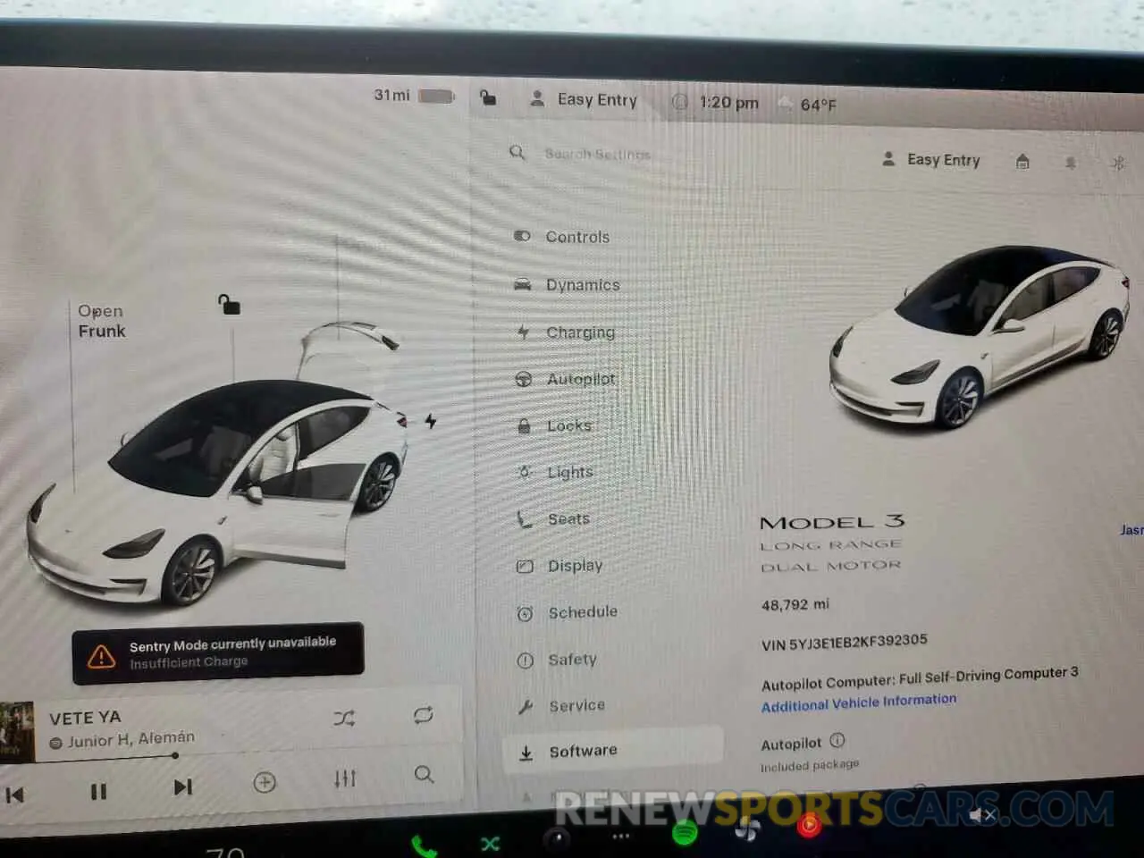 9 Photograph of a damaged car 5YJ3E1EB2KF392305 TESLA MODEL 3 2019