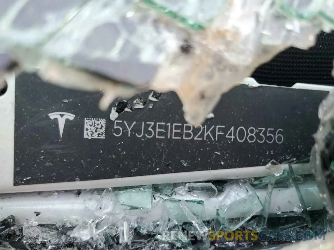 12 Photograph of a damaged car 5YJ3E1EB2KF408356 TESLA MODEL 3 2019