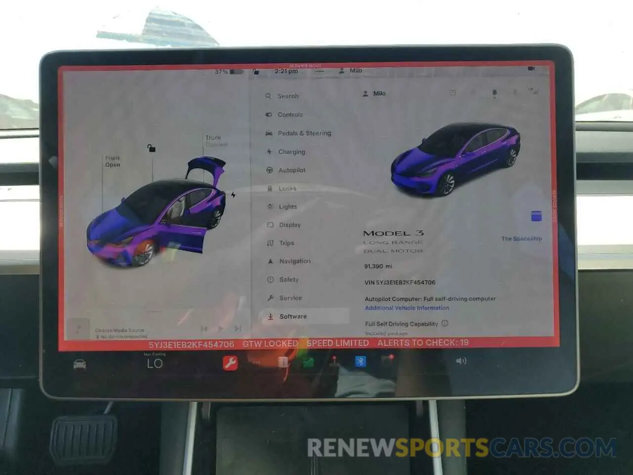 9 Photograph of a damaged car 5YJ3E1EB2KF454706 TESLA MODEL 3 2019