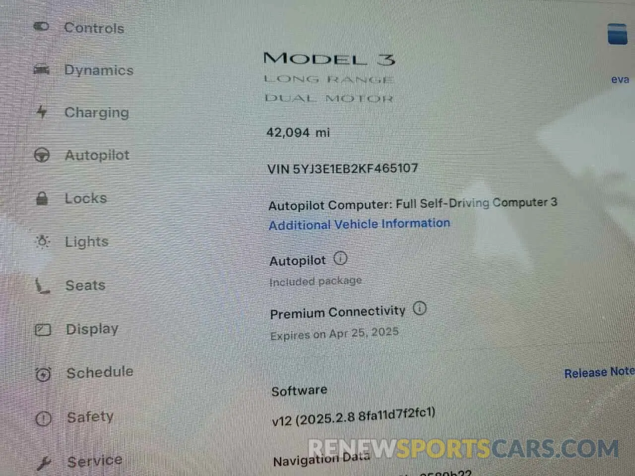 9 Photograph of a damaged car 5YJ3E1EB2KF465107 TESLA MODEL 3 2019