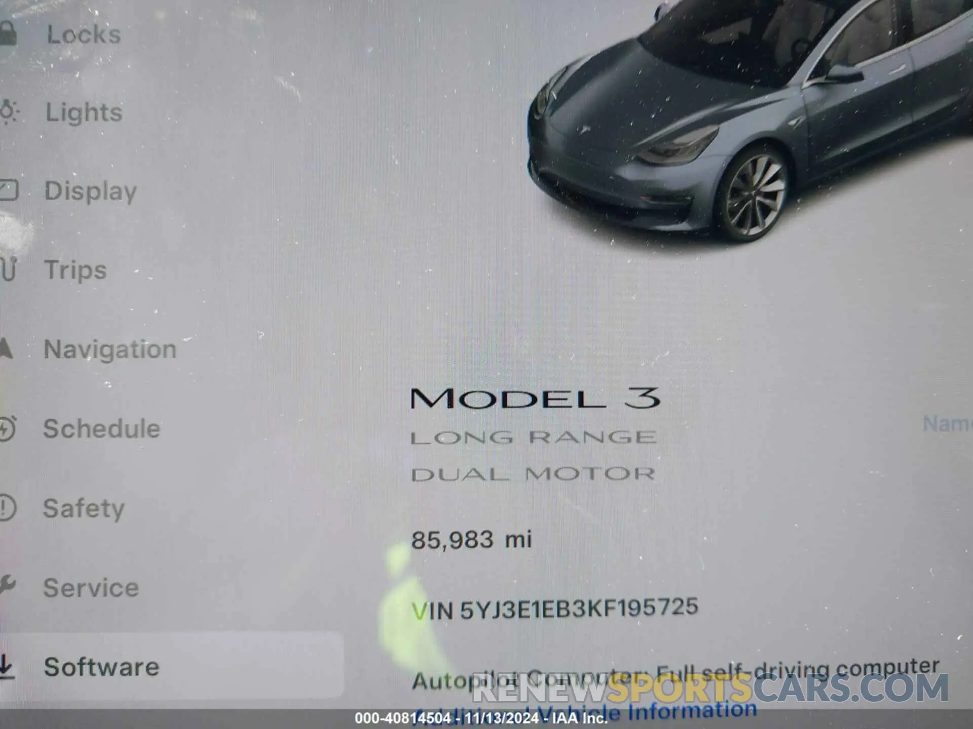 7 Photograph of a damaged car 5YJ3E1EB3KF195725 TESLA MODEL 3 2019