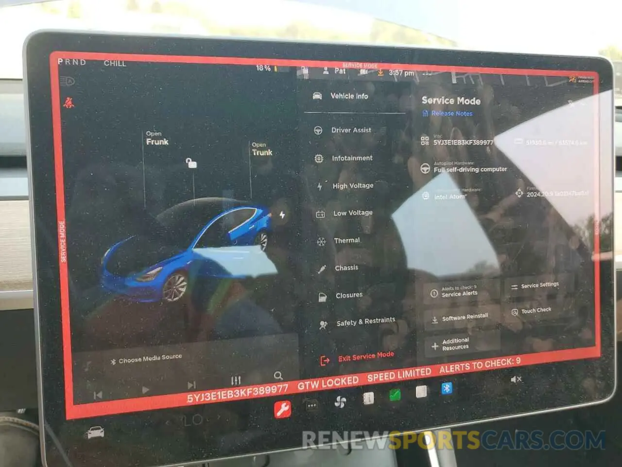 9 Photograph of a damaged car 5YJ3E1EB3KF389977 TESLA MODEL 3 2019