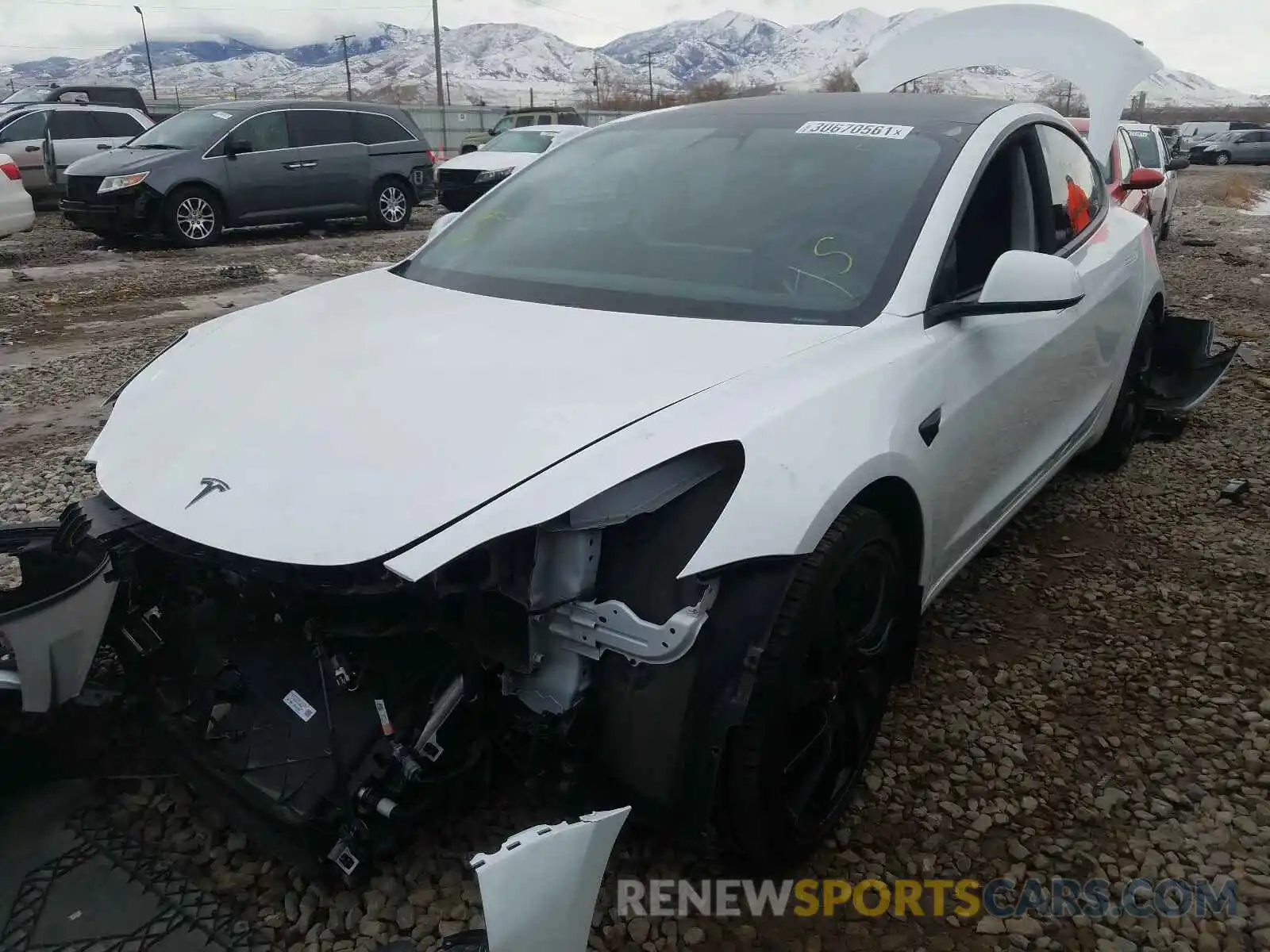 2 Photograph of a damaged car 5YJ3E1EB3KF433525 TESLA MODEL 3 2019