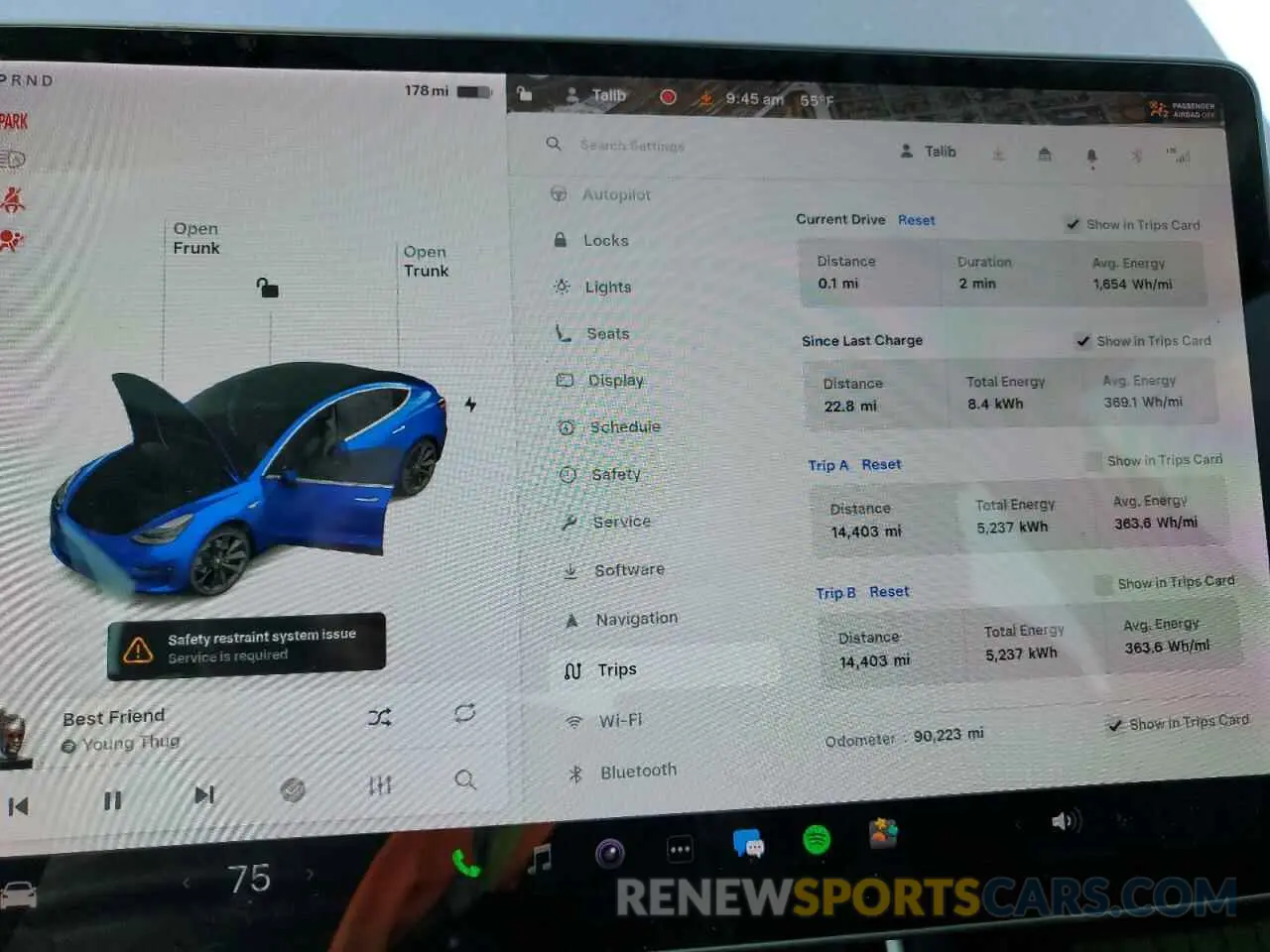 9 Photograph of a damaged car 5YJ3E1EB3KF464984 TESLA MODEL 3 2019