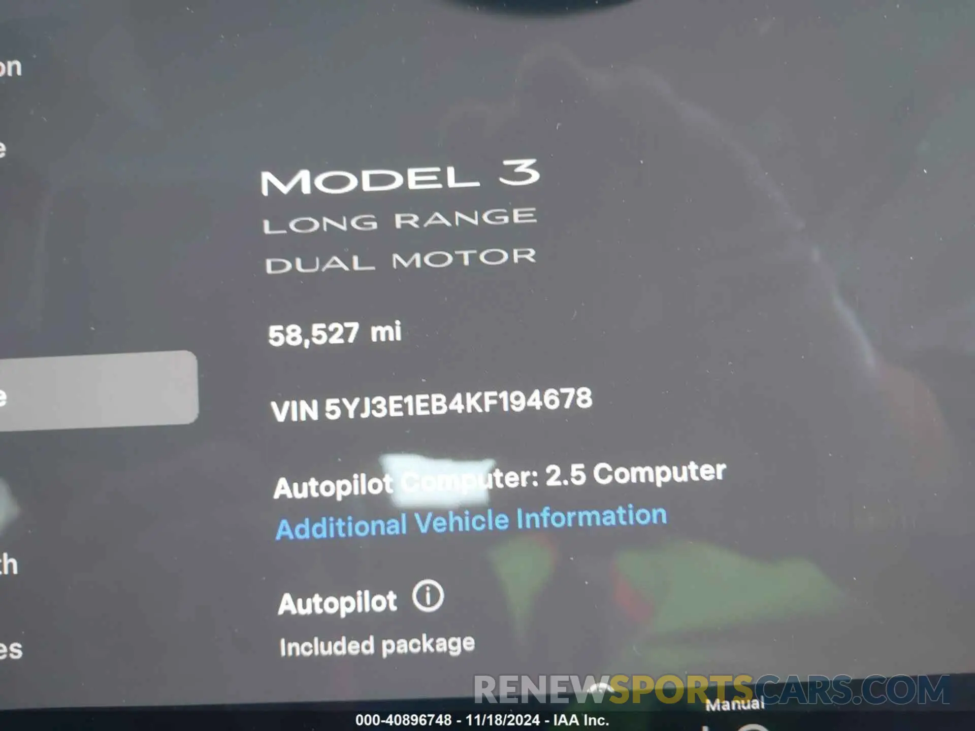 7 Photograph of a damaged car 5YJ3E1EB4KF194678 TESLA MODEL 3 2019