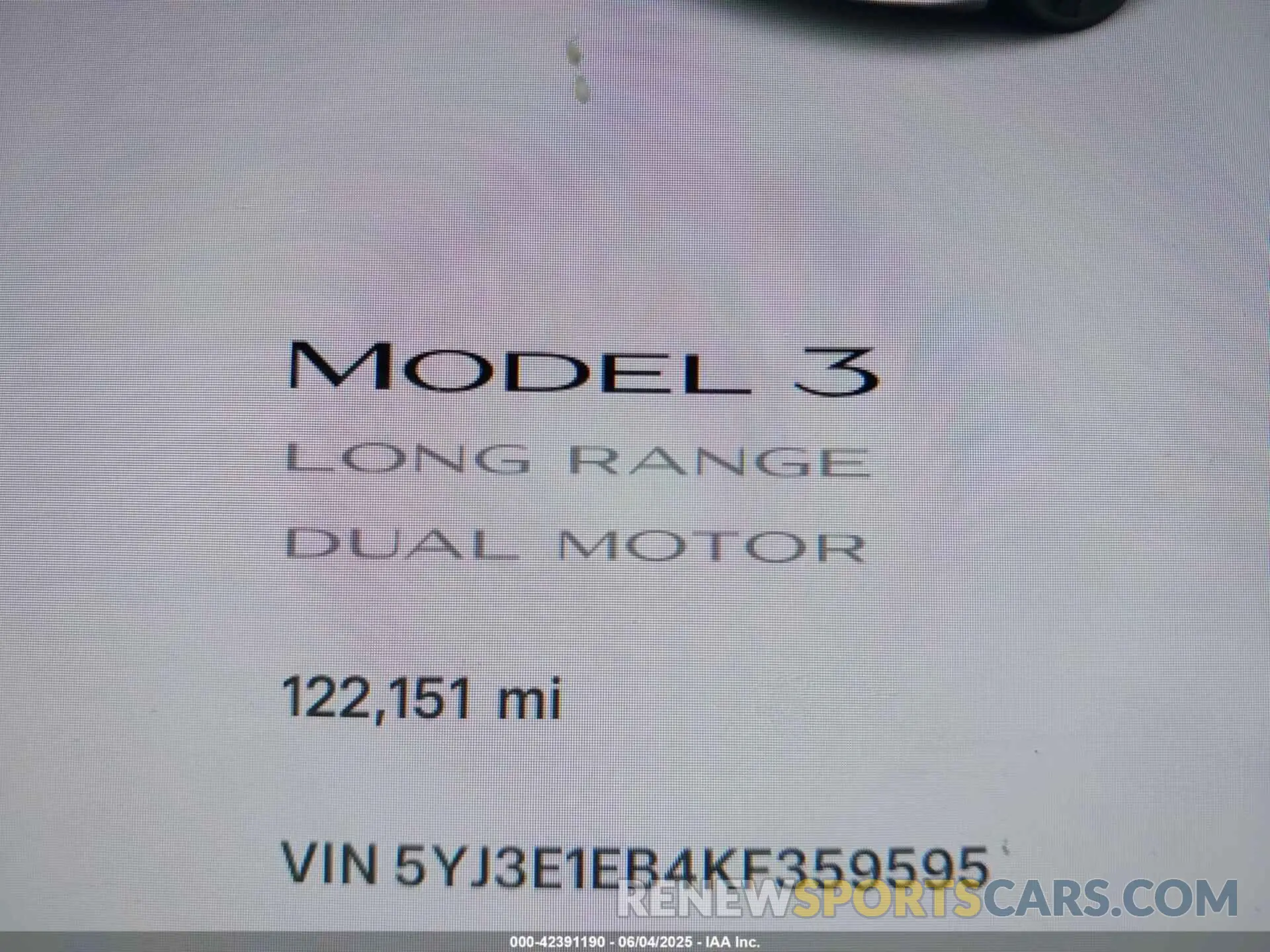 15 Photograph of a damaged car 5YJ3E1EB4KF359595 TESLA MODEL 3 2019