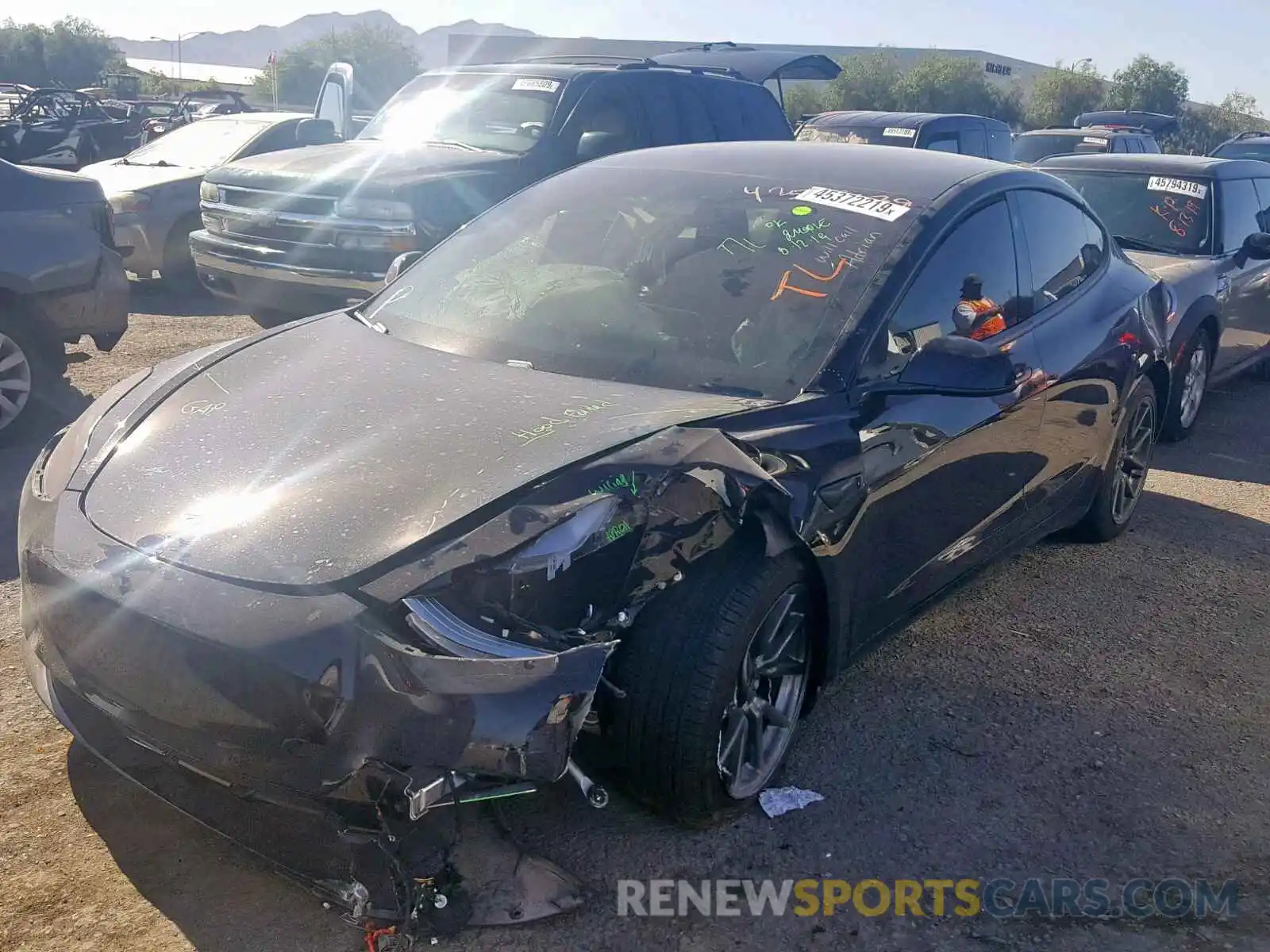 2 Photograph of a damaged car 5YJ3E1EB4KF384397 TESLA MODEL 3 2019