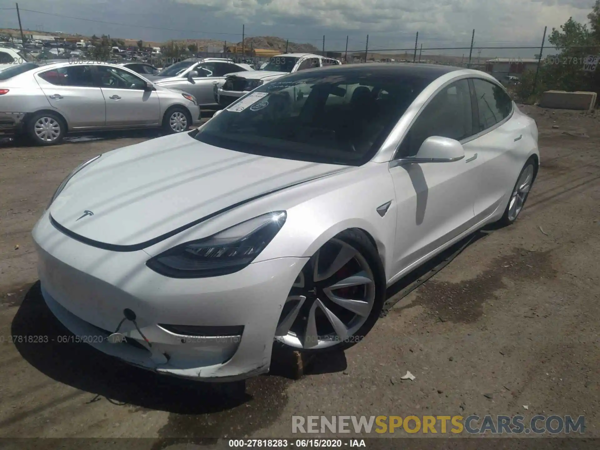 2 Photograph of a damaged car 5YJ3E1EB4KF438796 TESLA MODEL 3 2019